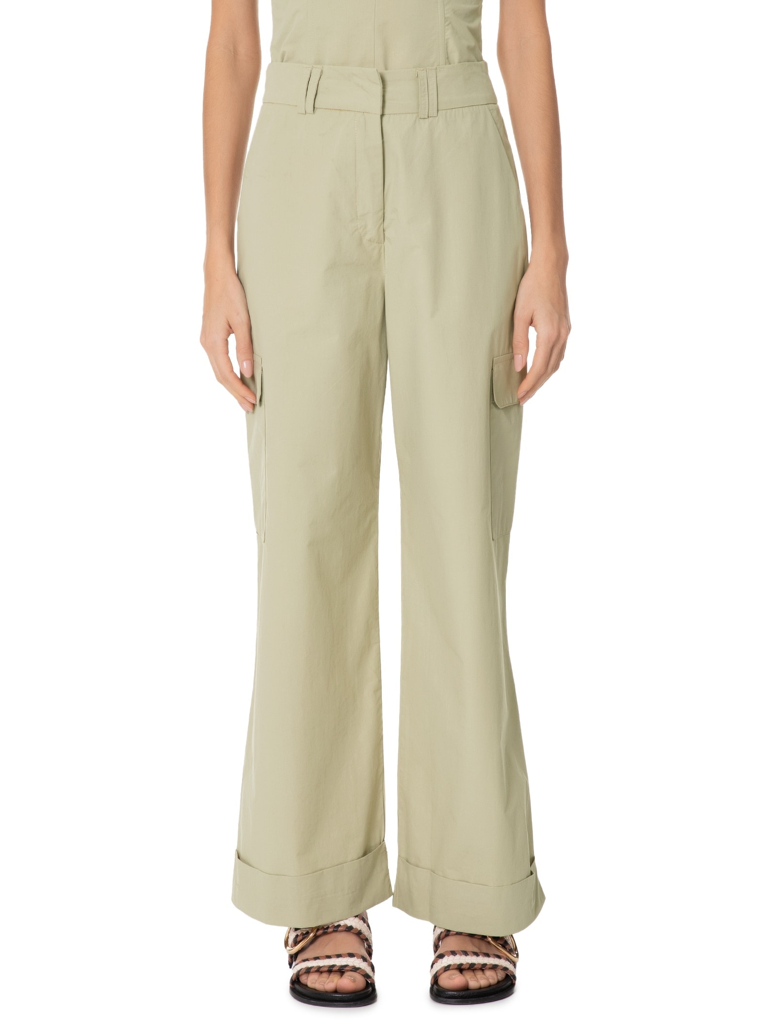 Calça Feminina Algodão Bolsos Laterais Verde Dress To