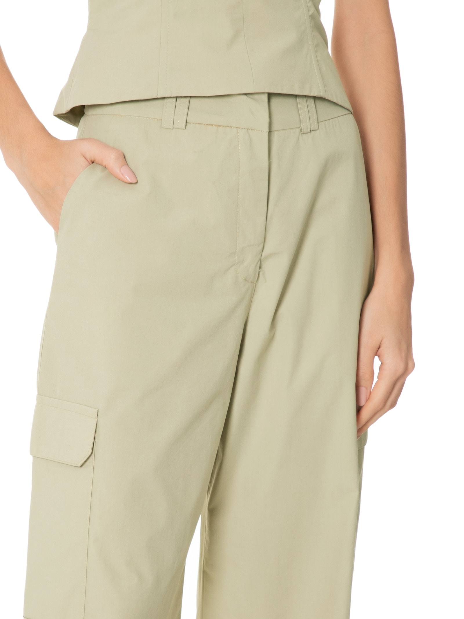 Calça Feminina Algodão Bolsos Laterais Verde Dress To