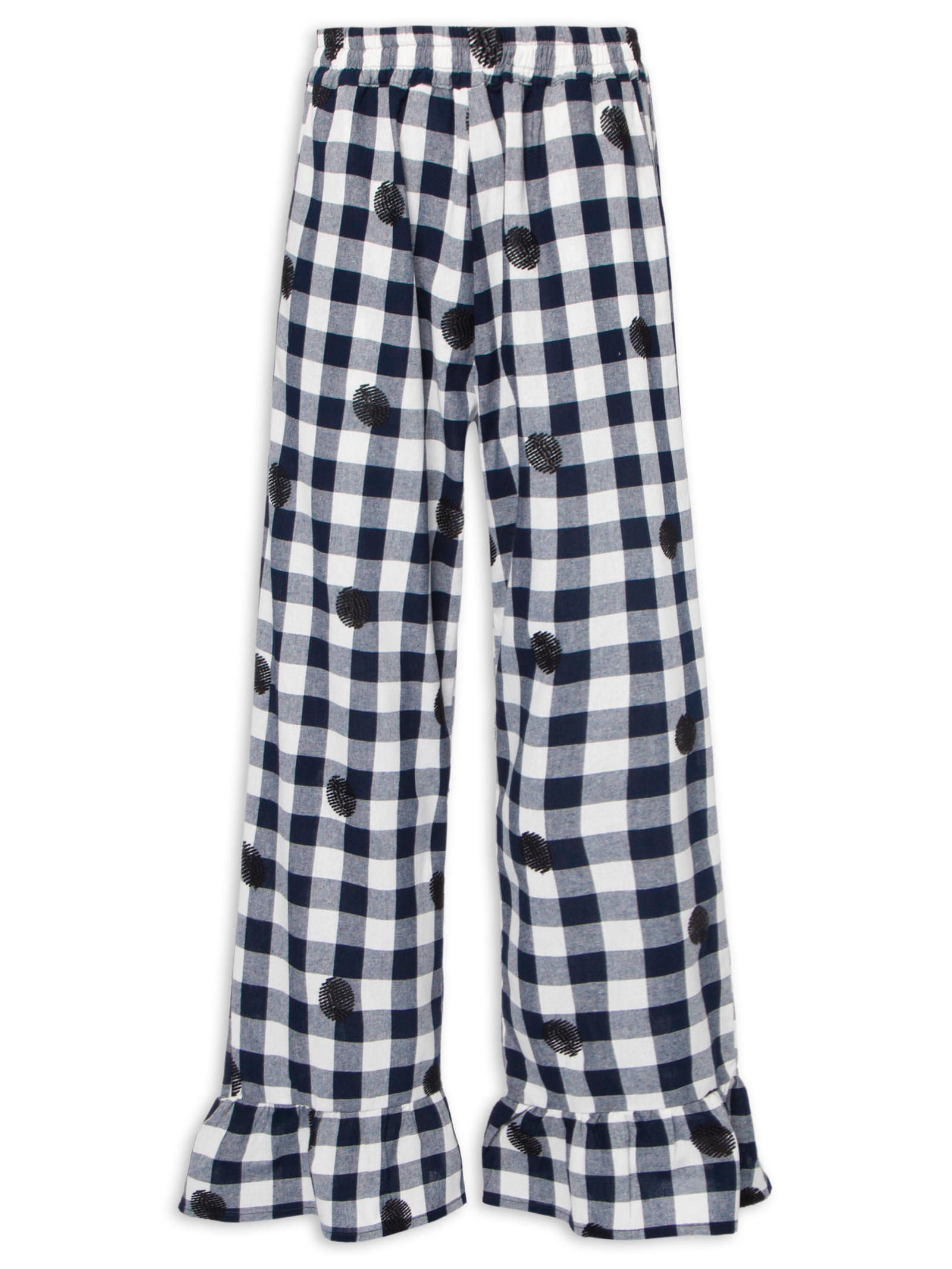 Calça Feminina Algodão Vichy Maxi Bordado Preto Cantão