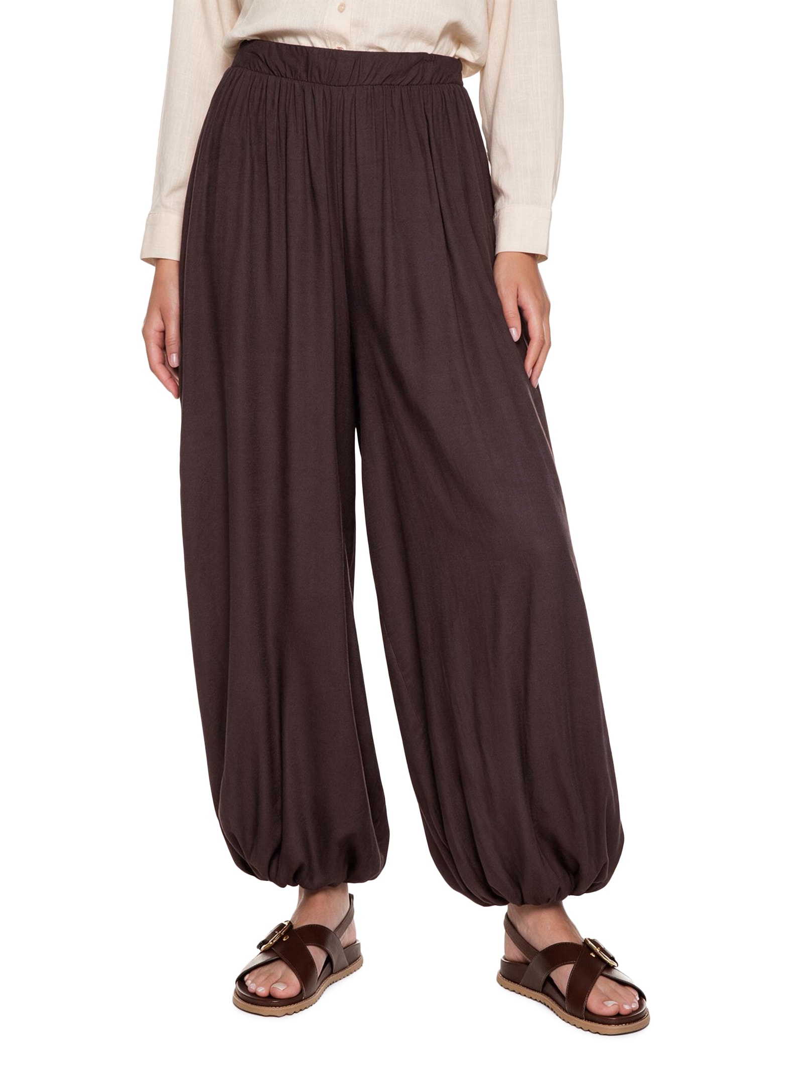 Calça Feminina Alladin Pala Lastex Marrom Cacay