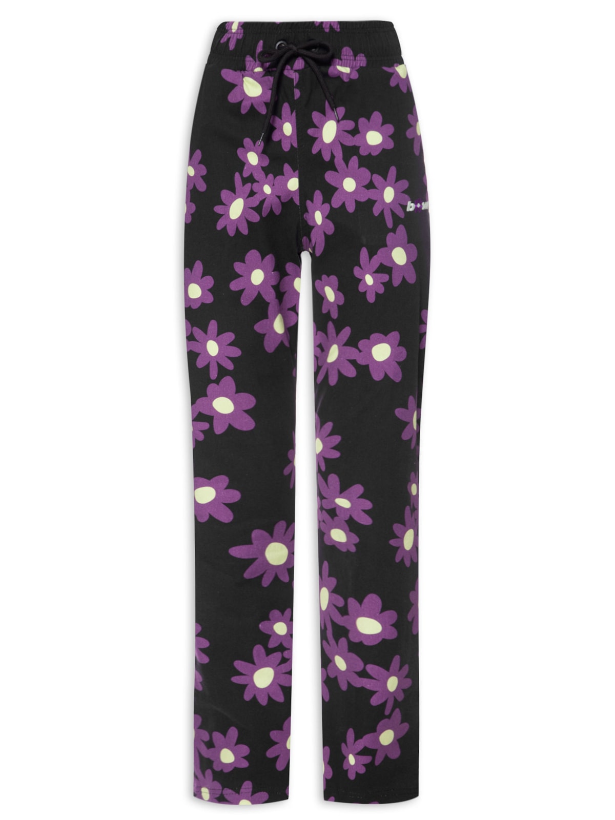 Vista 2 Calça Feminina Amarração Digital Flower PRETO PRETO