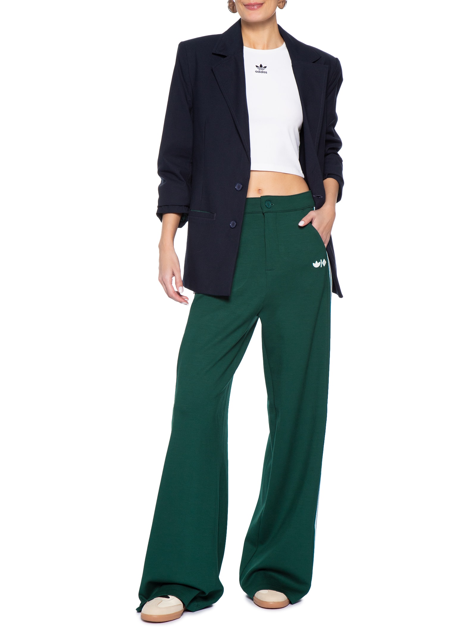 Calça Feminina Amarração Listras Verde Forum + Adidas