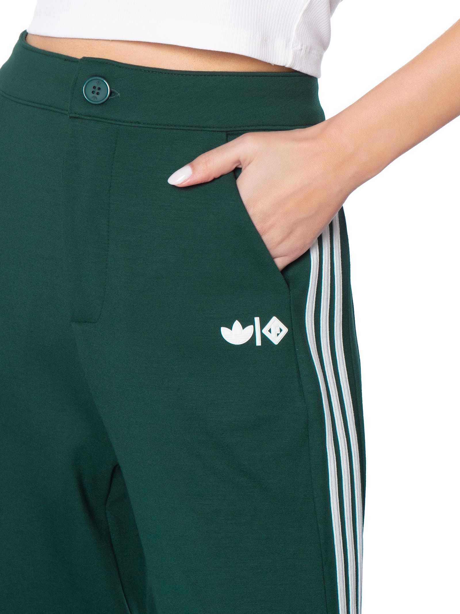 Calça Feminina Amarração Listras Verde Forum + Adidas