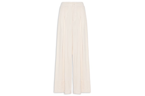 Calça Feminina Ampla Com Linho - Off White