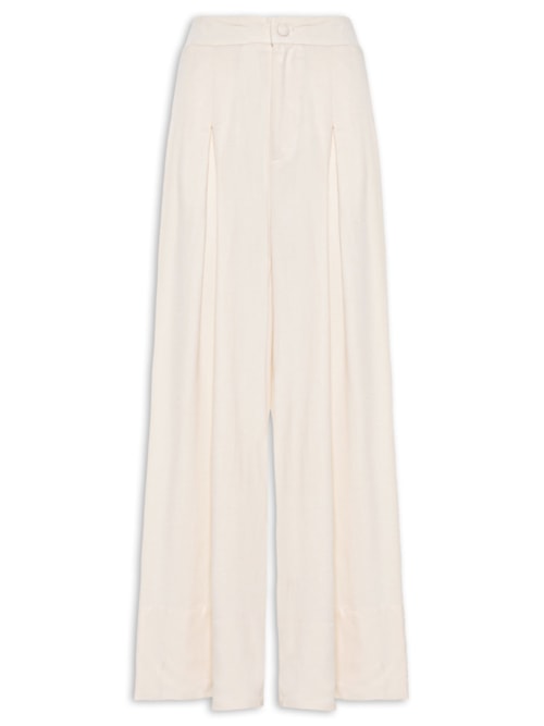 Calça Feminina Ampla Com Linho – Off White