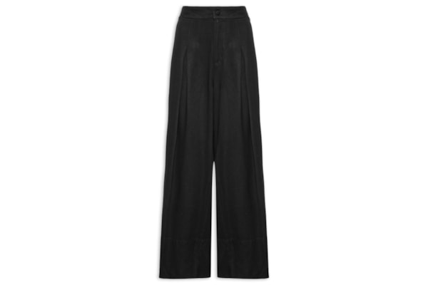 Calça Feminina Ampla Com Linho - Preto