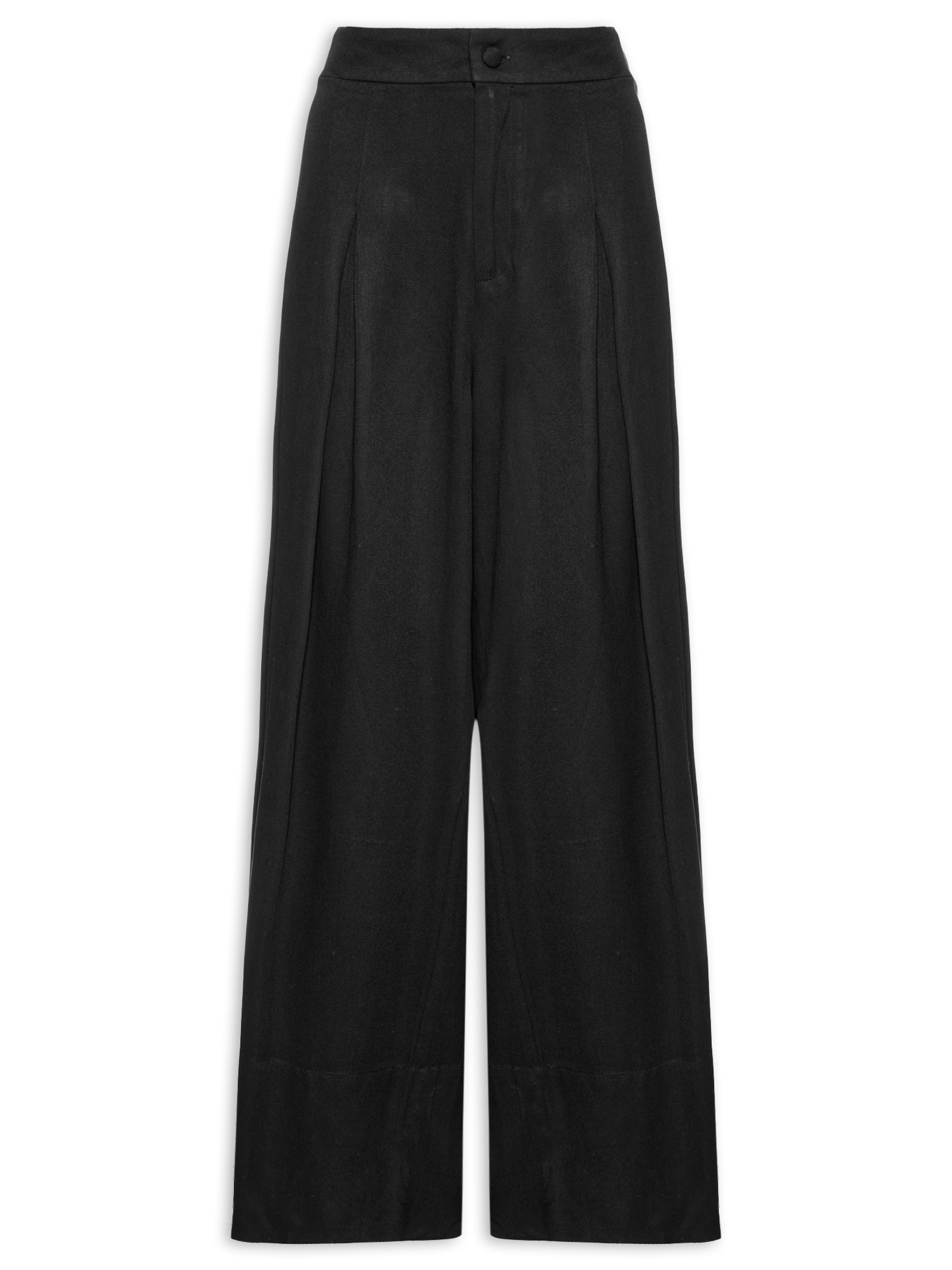 Calça Feminina Ampla Com Linho Preto Basiq
