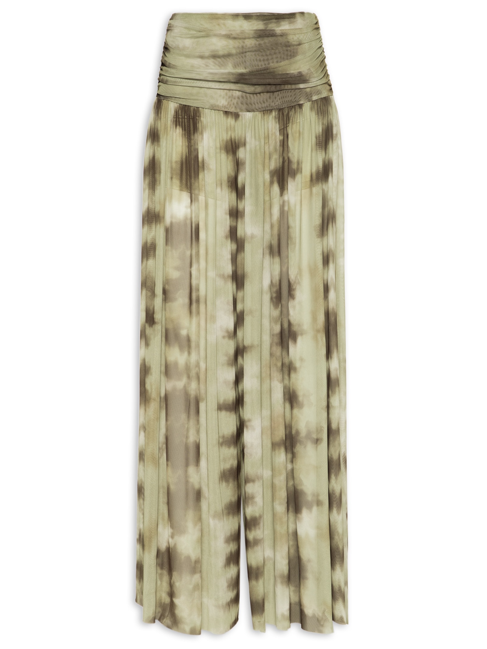 Calça Feminina Ampla com Pala Franzida – Verde My Favorite