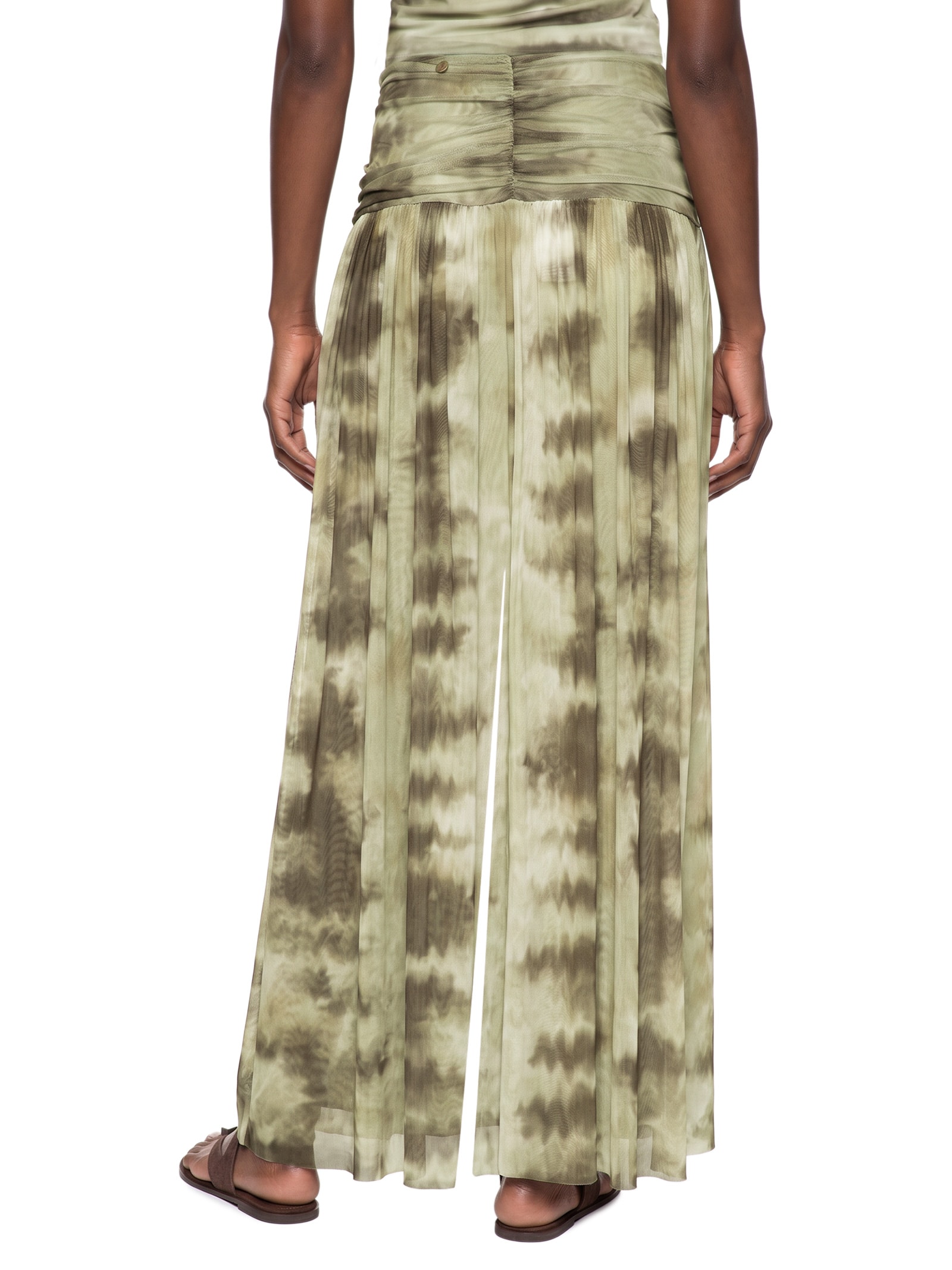 Calça Feminina Ampla com Pala Franzida – Verde My Favorite