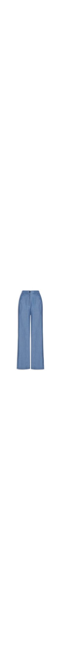 Calça Feminina Ampla Com Pregas - Azul