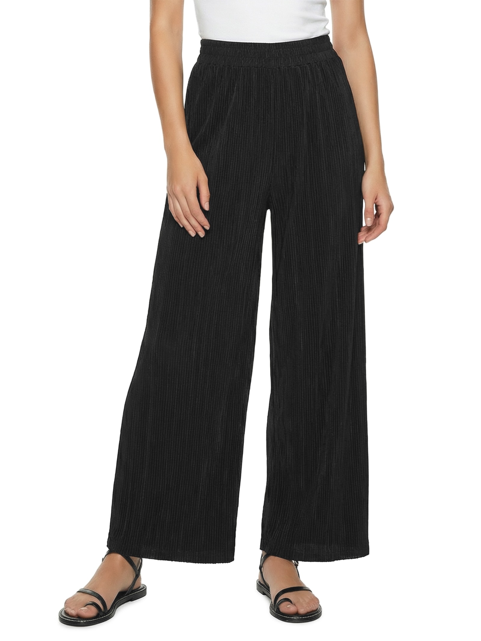 Calça Feminina Ampla Cós Elástico Preto Cacay