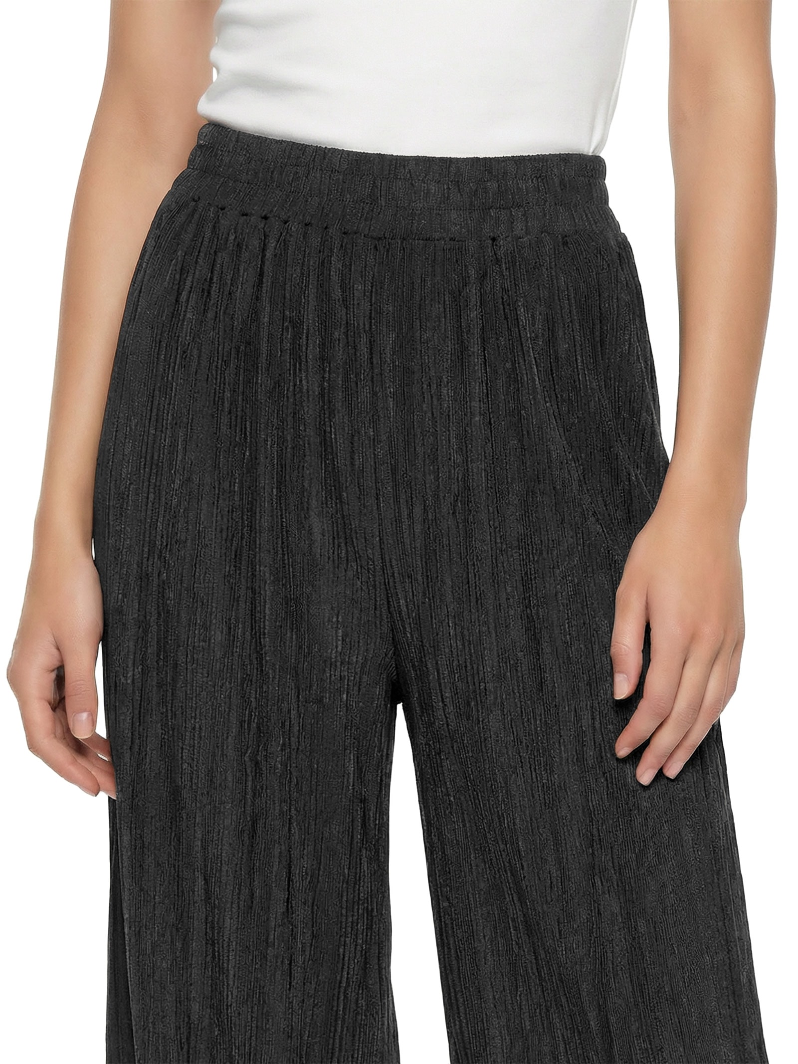 Calça Feminina Ampla Cós Elástico Preto Cacay