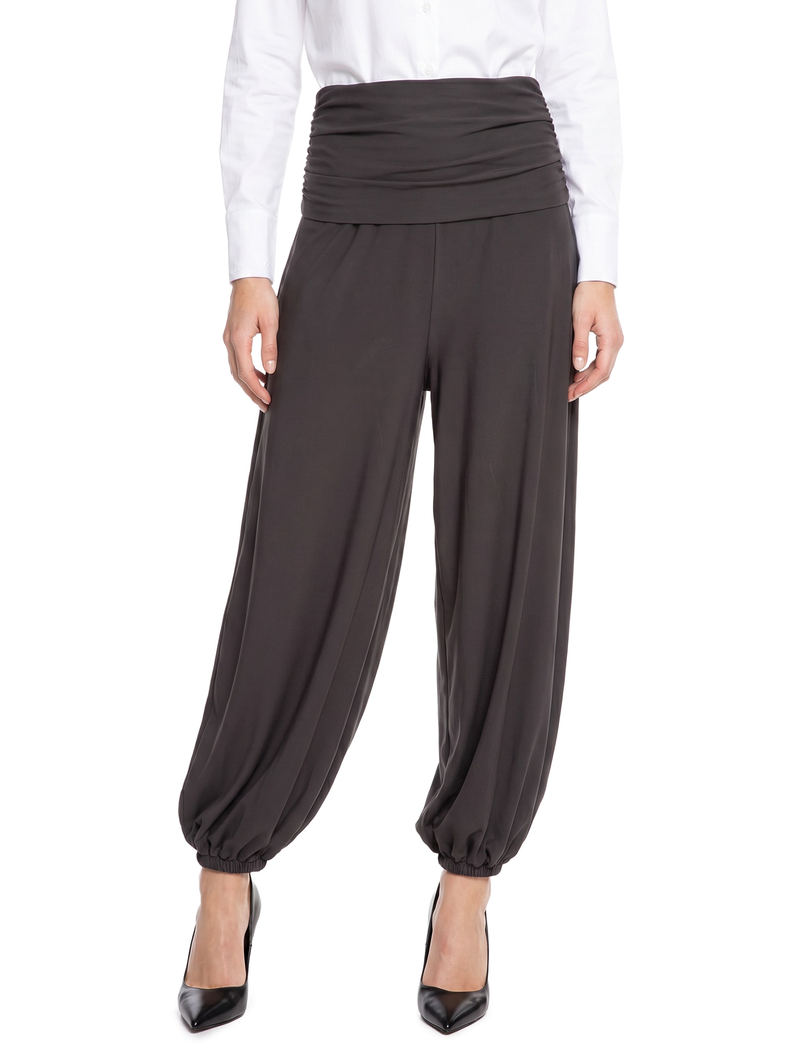 Calça Feminina Ampla De Malha Marrom Lança Perfume