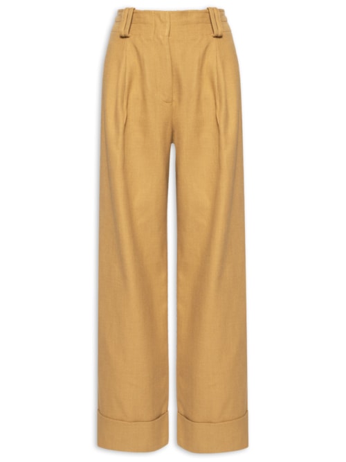Calça Feminina Ampla Nozes Com Barra Itali - Marrom