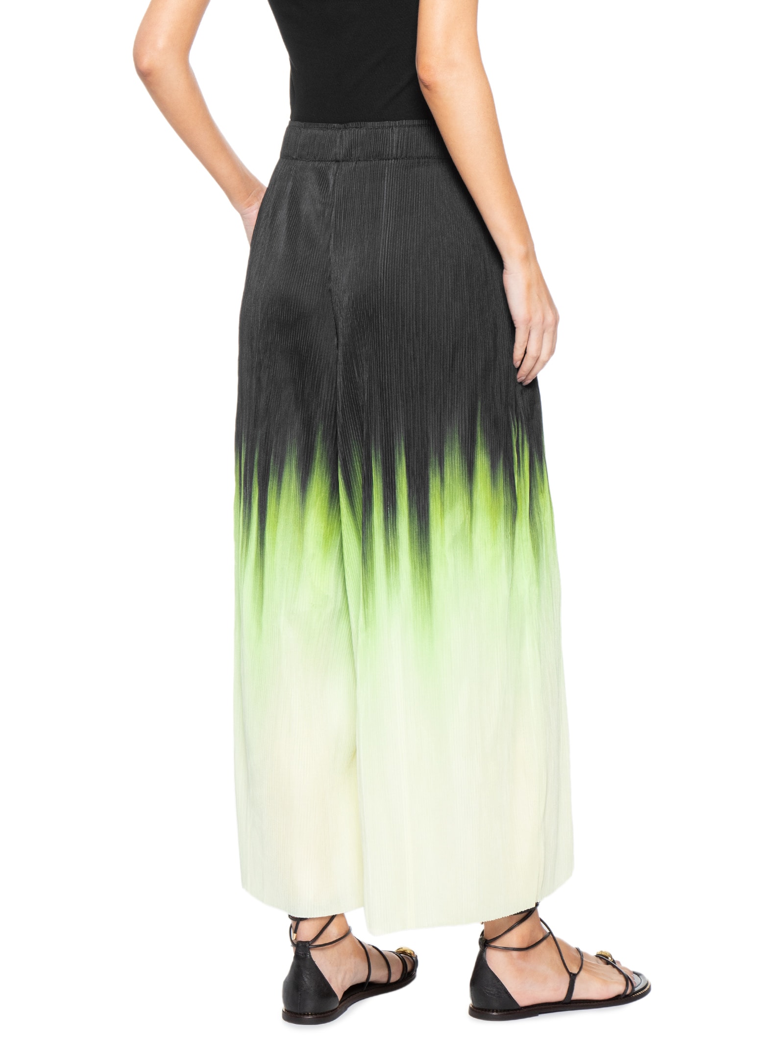 Calça Feminina Ampla Plisse Blurred Neon Preto Osklen