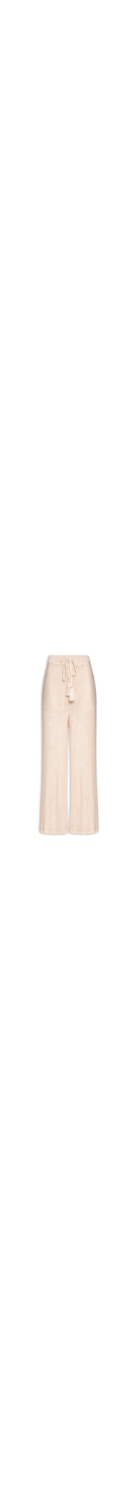Calça Feminina Ampla Rendada Tricot - Bege
