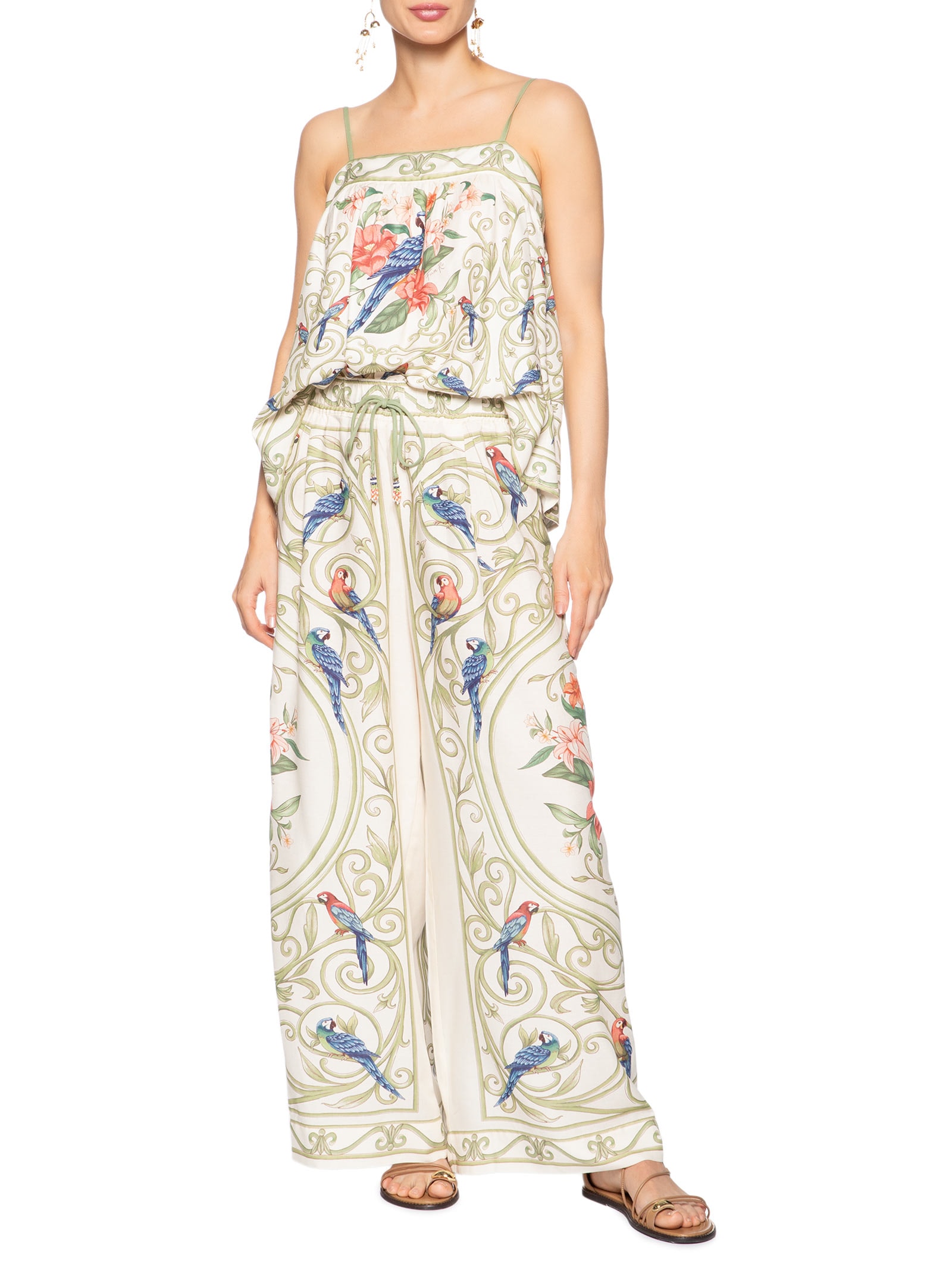 Calça Feminina Arabesco Tropical Off White Farm