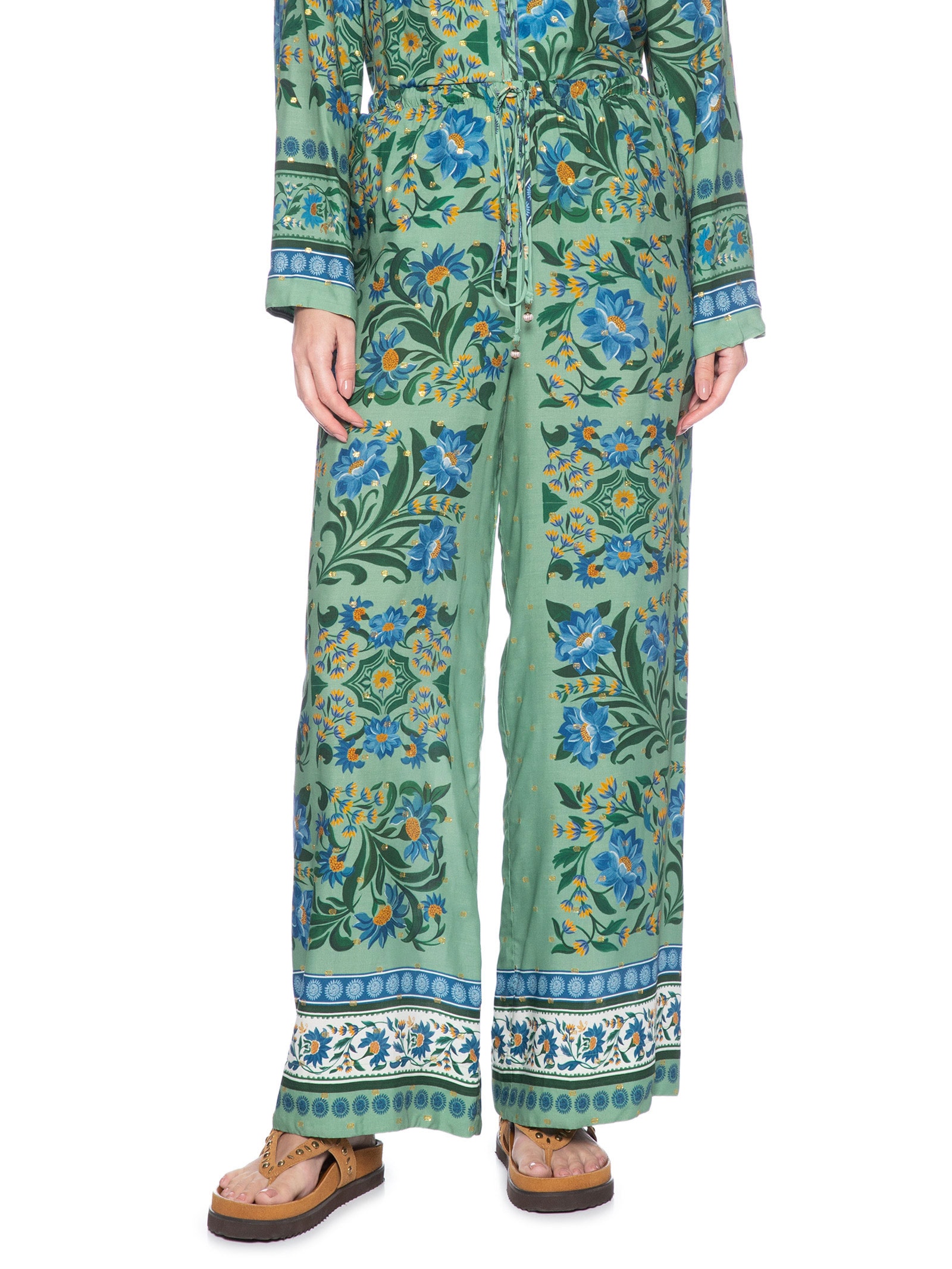 Calça Feminina Azulejo Florido Verde Farm