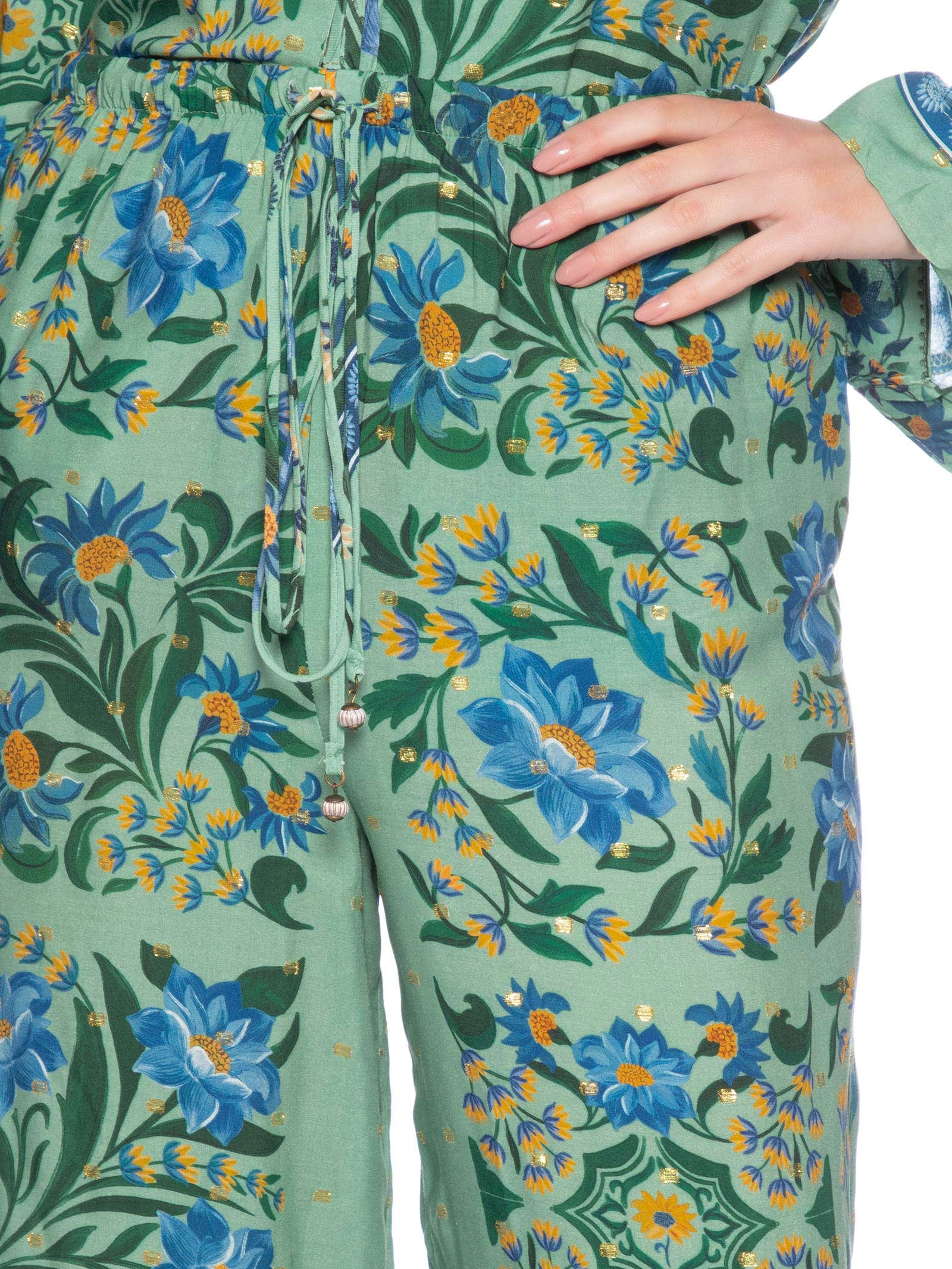 Calça Feminina Azulejo Florido Verde Farm