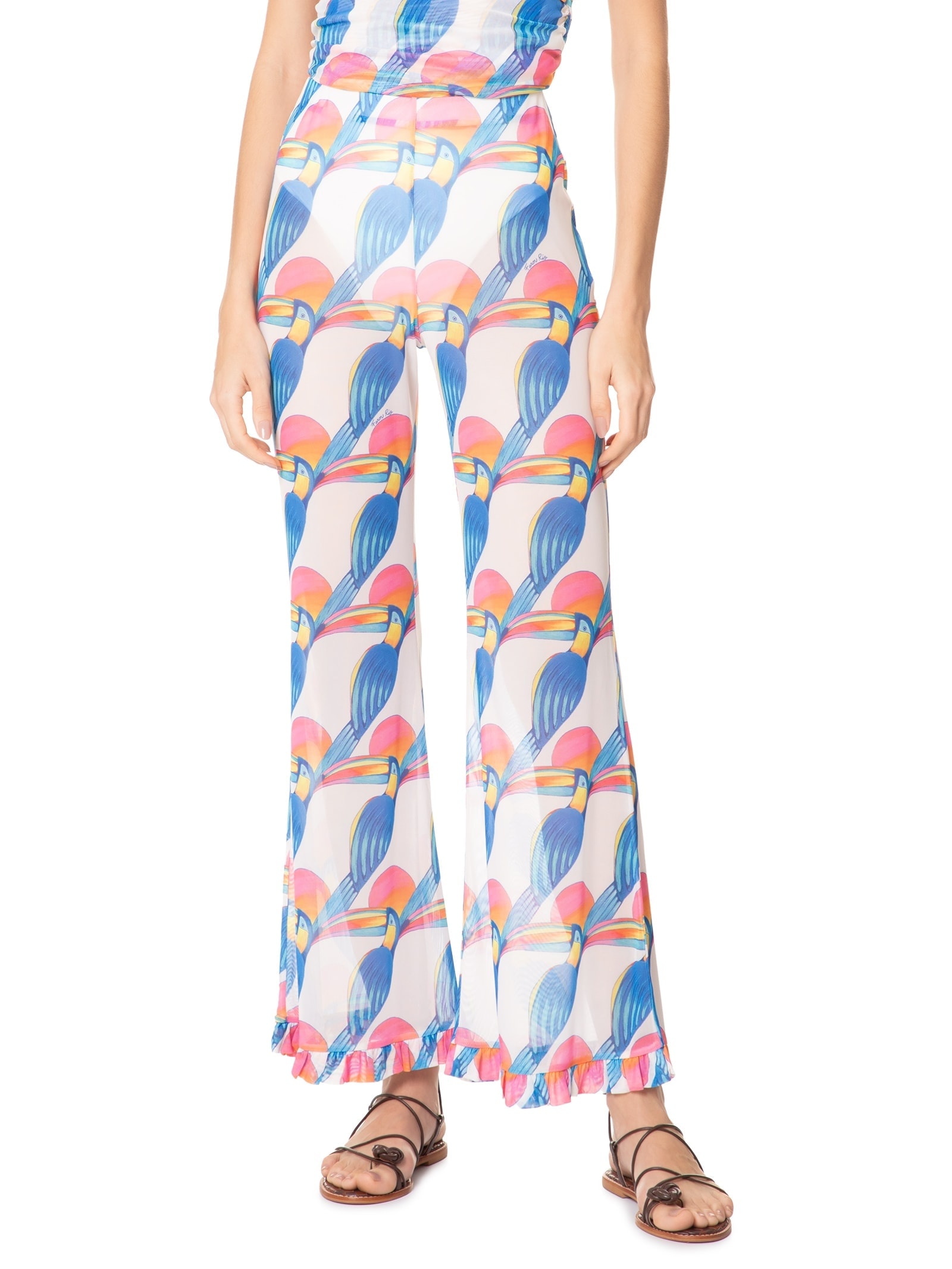 Calça Feminina Babados Tule Tucanitas Branco Farm