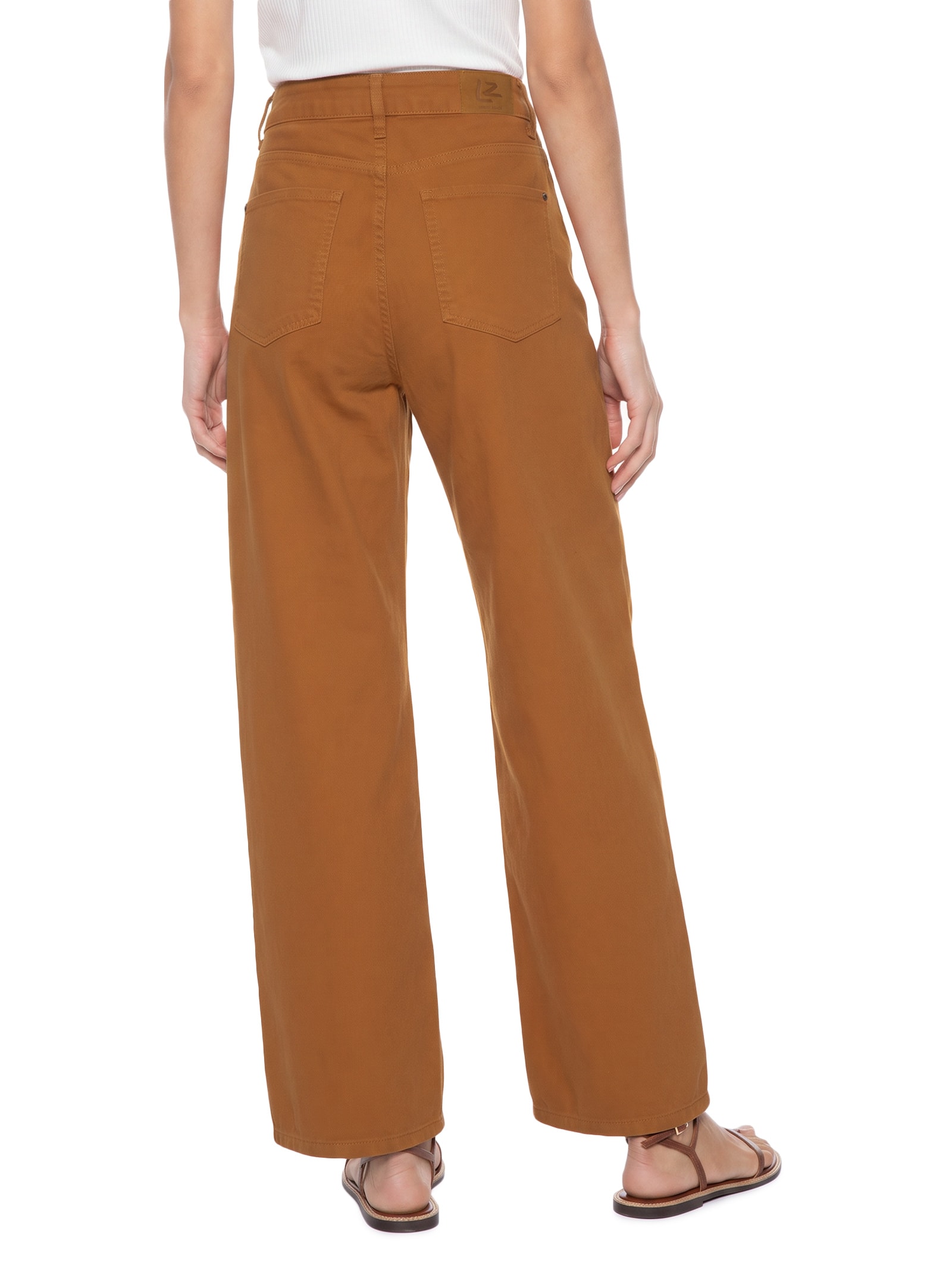 Calça Feminina Baggy Sarja Marrom Lez A Lez