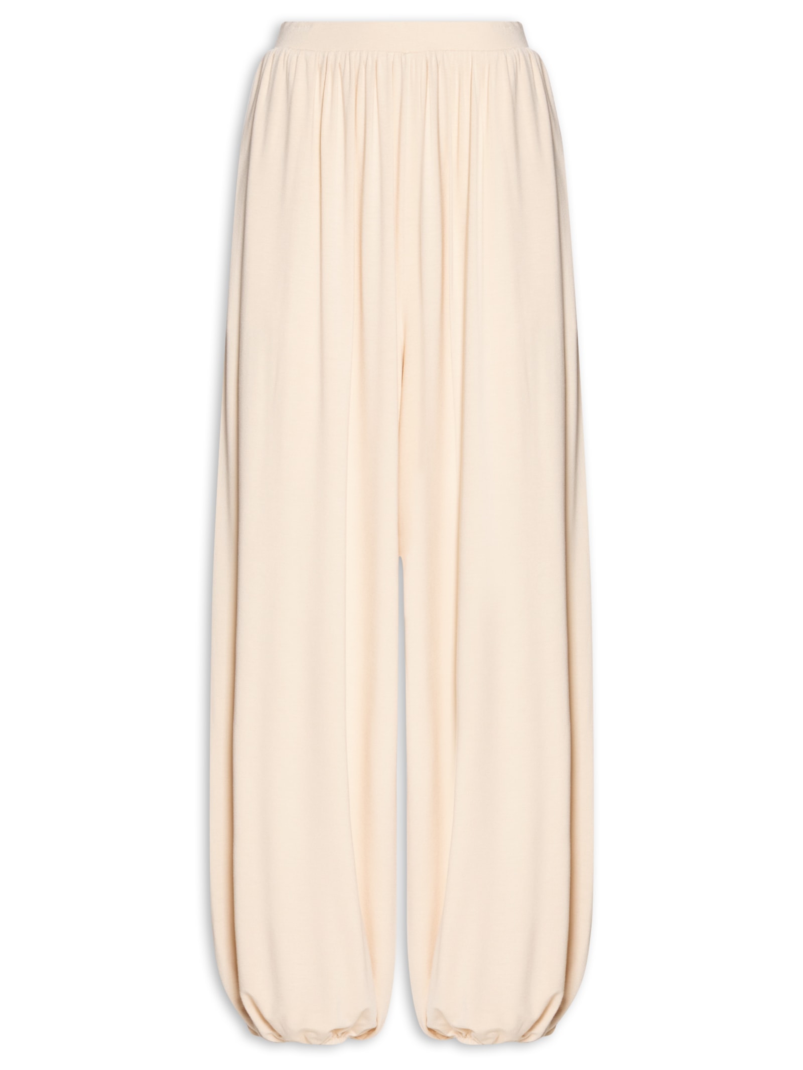 Calça Feminina Ballon Cintura Alta De Malha Leve Bege Lança Perfume