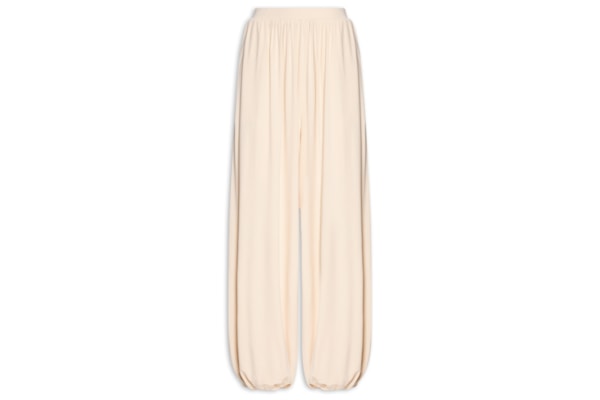 Calça Feminina Ballon Cintura Alta De Malha Leve - Bege