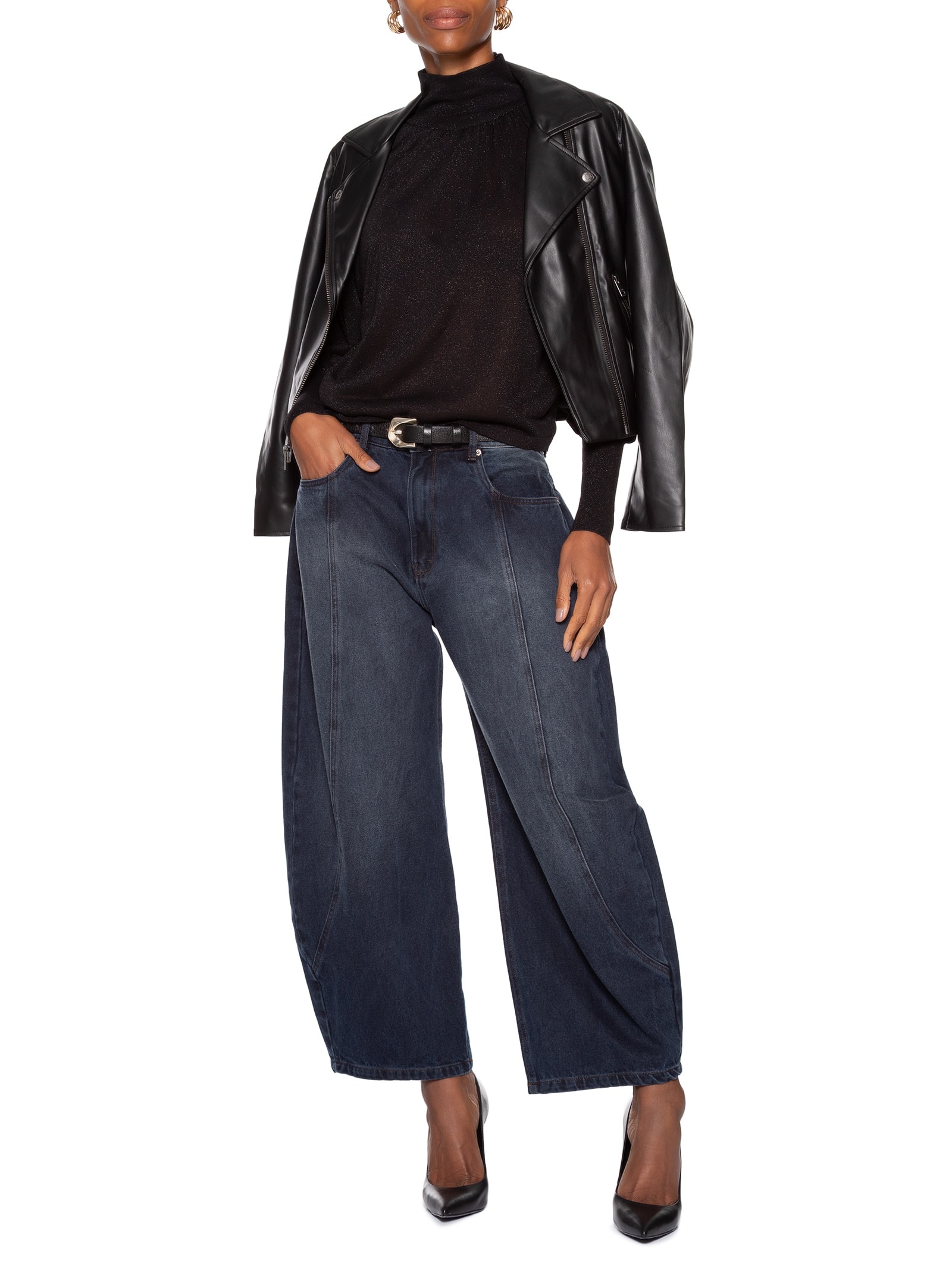 Calça Feminina Ballon Dark Blue Azul Animale Jeans