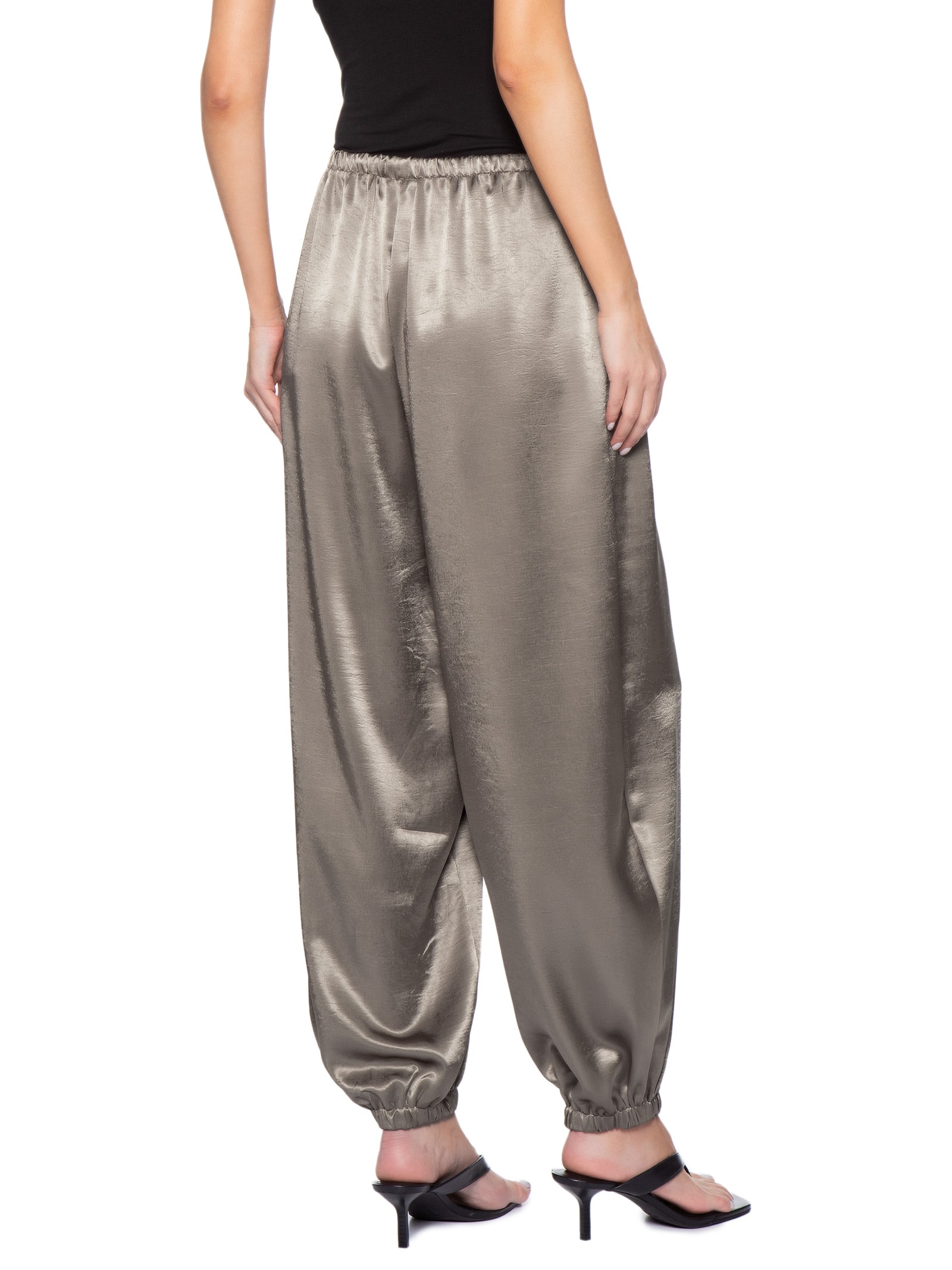 Calça Feminina Balloon Acetinada Cinza Market 33