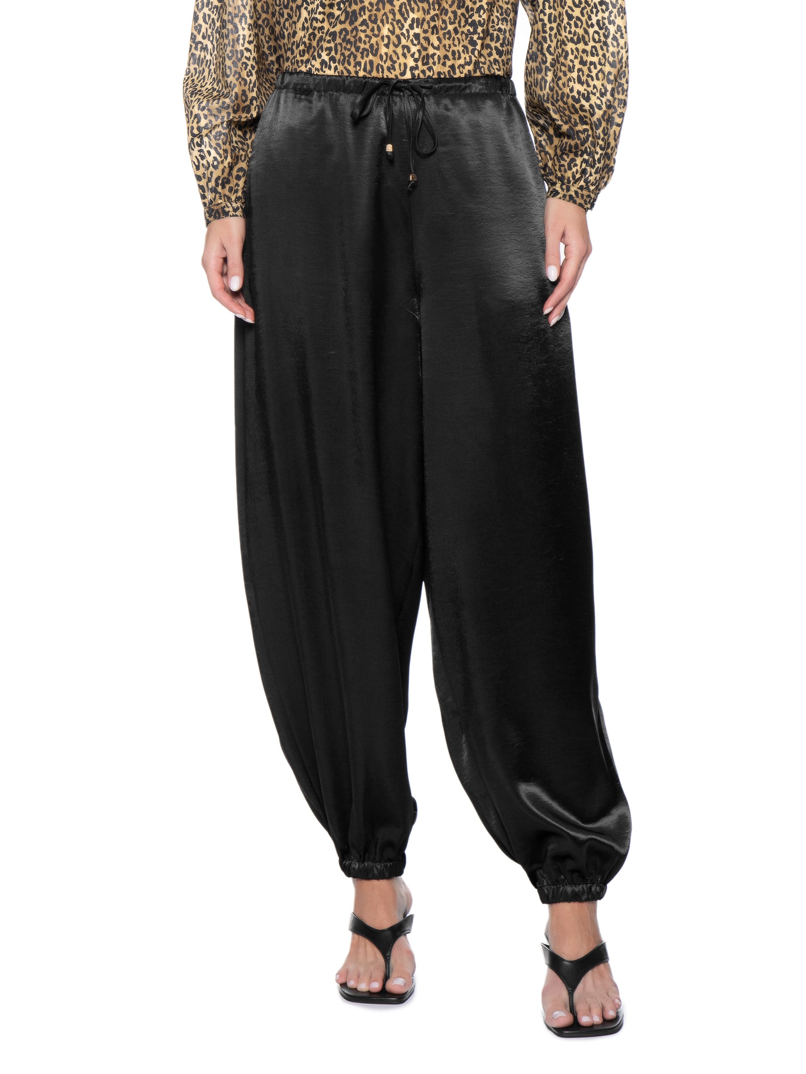 Calça Feminina Balloon Acetinada Preto Market 33