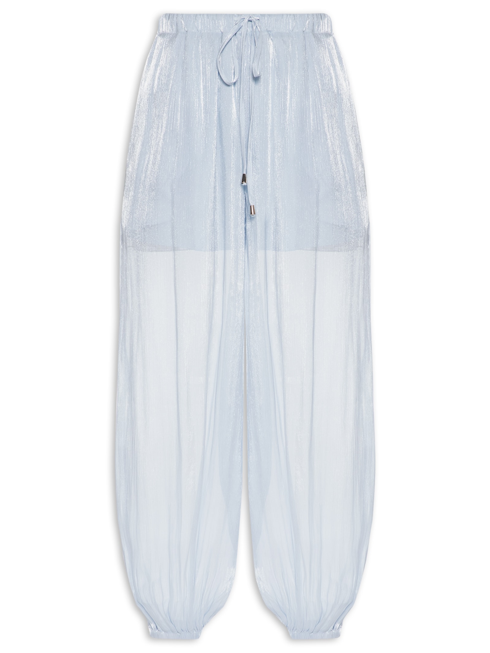Calça Feminina Balloon Com Fecho De Amarração Azul Market 33