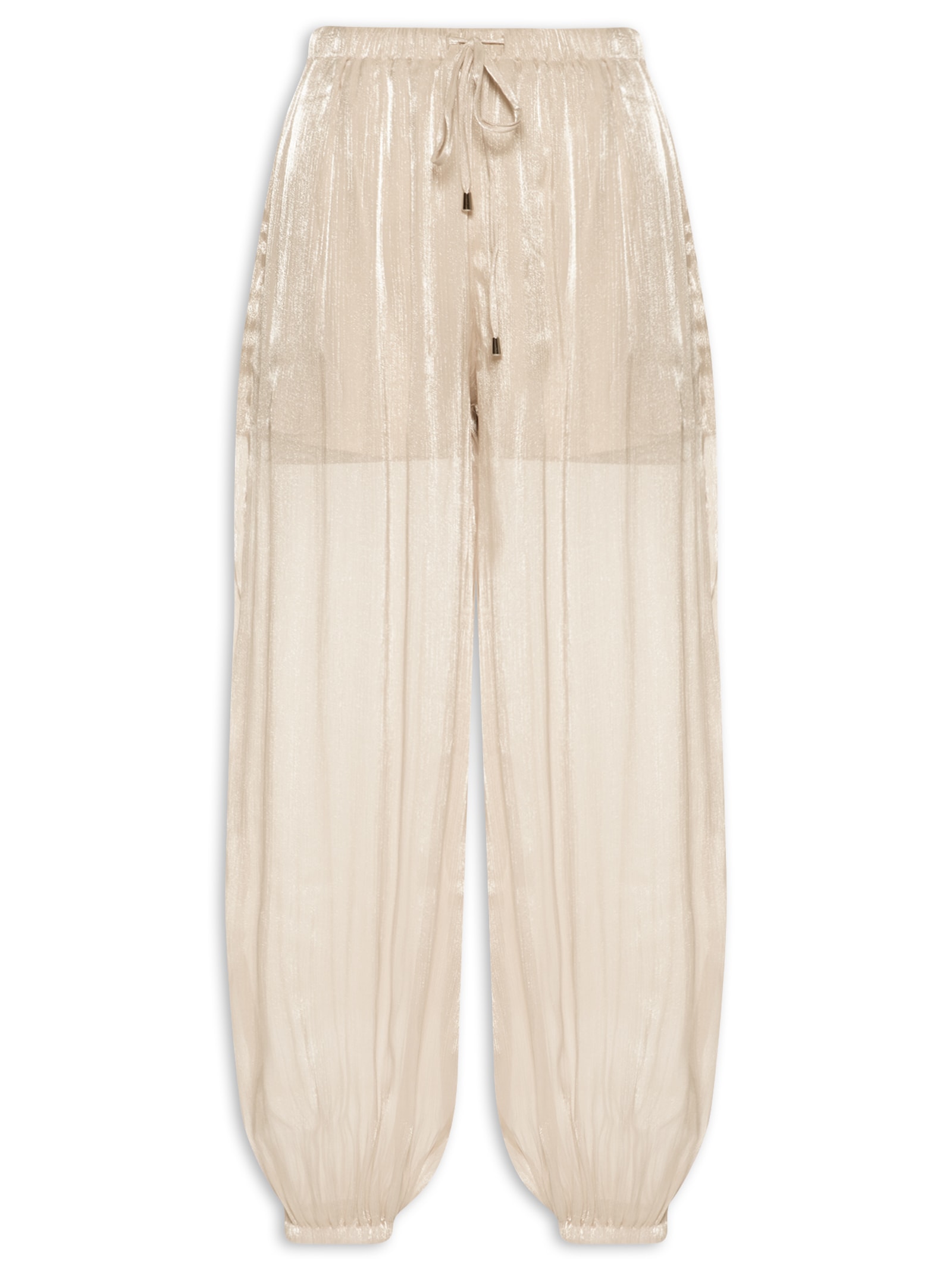 Calça Feminina Balloon Com Fecho De Amarração Bege Market 33