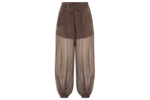 Calça Feminina Balloon Com Fecho De Amarração - Marrom