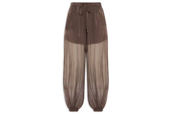Calça Feminina Balloon Com Fecho De Amarração - Marrom