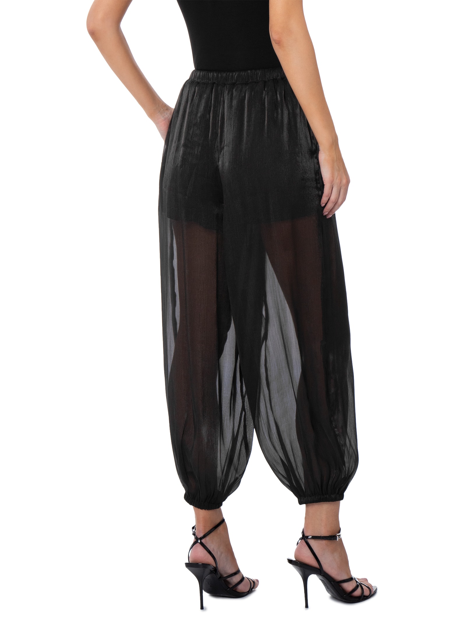 Calça Feminina Balloon Com Fecho De Amarração Preto Market 33