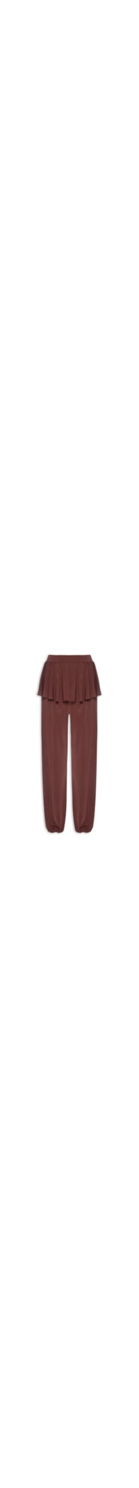 Calça Feminina Balloon Com Sobreposição De Saia - Marrom