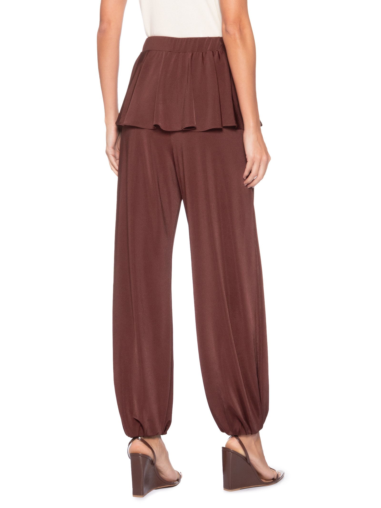 Calça Feminina Balloon Com Sobreposição De Saia Marrom '2Essential