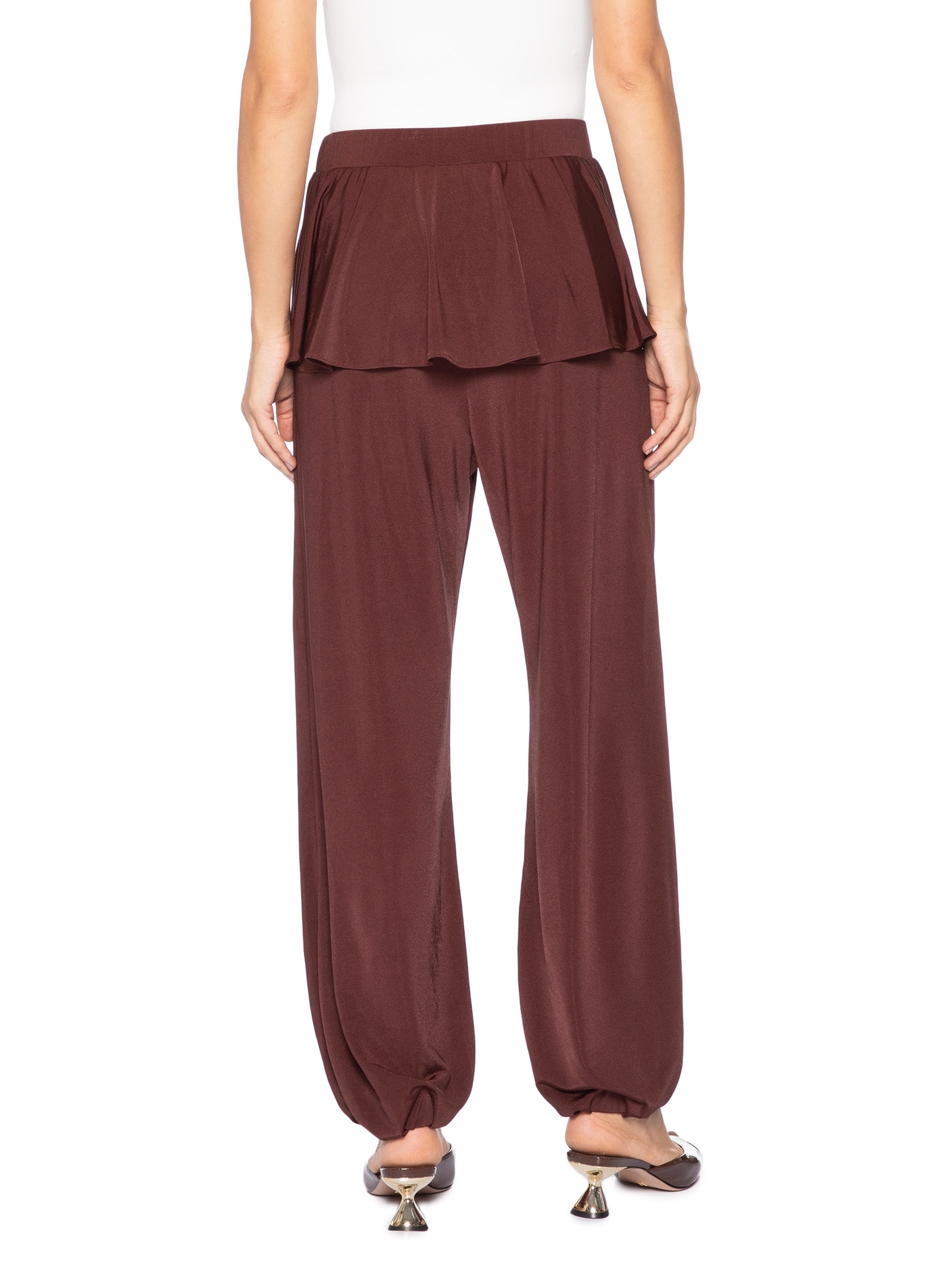 Calça Feminina Balloon Com Sobreposição De Saia Marrom '2Essential