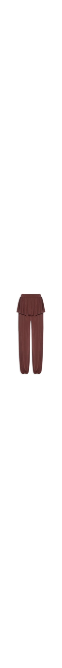 Calça Feminina Balloon Com Sobreposição De Saia - Marrom