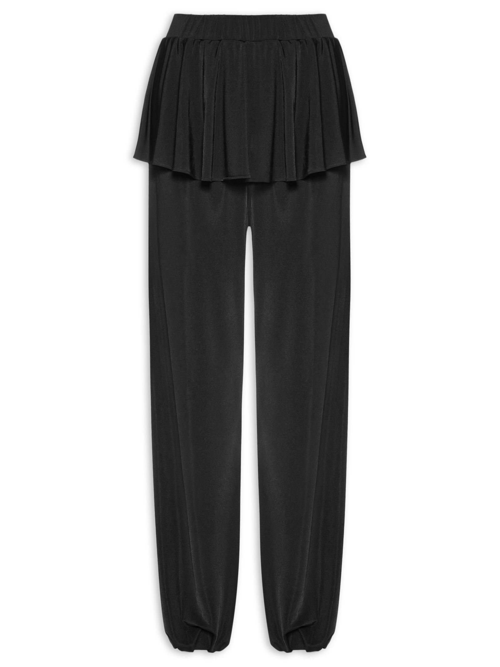 Calça Feminina Balloon Com Sobreposição De Saia Preto '2Essential