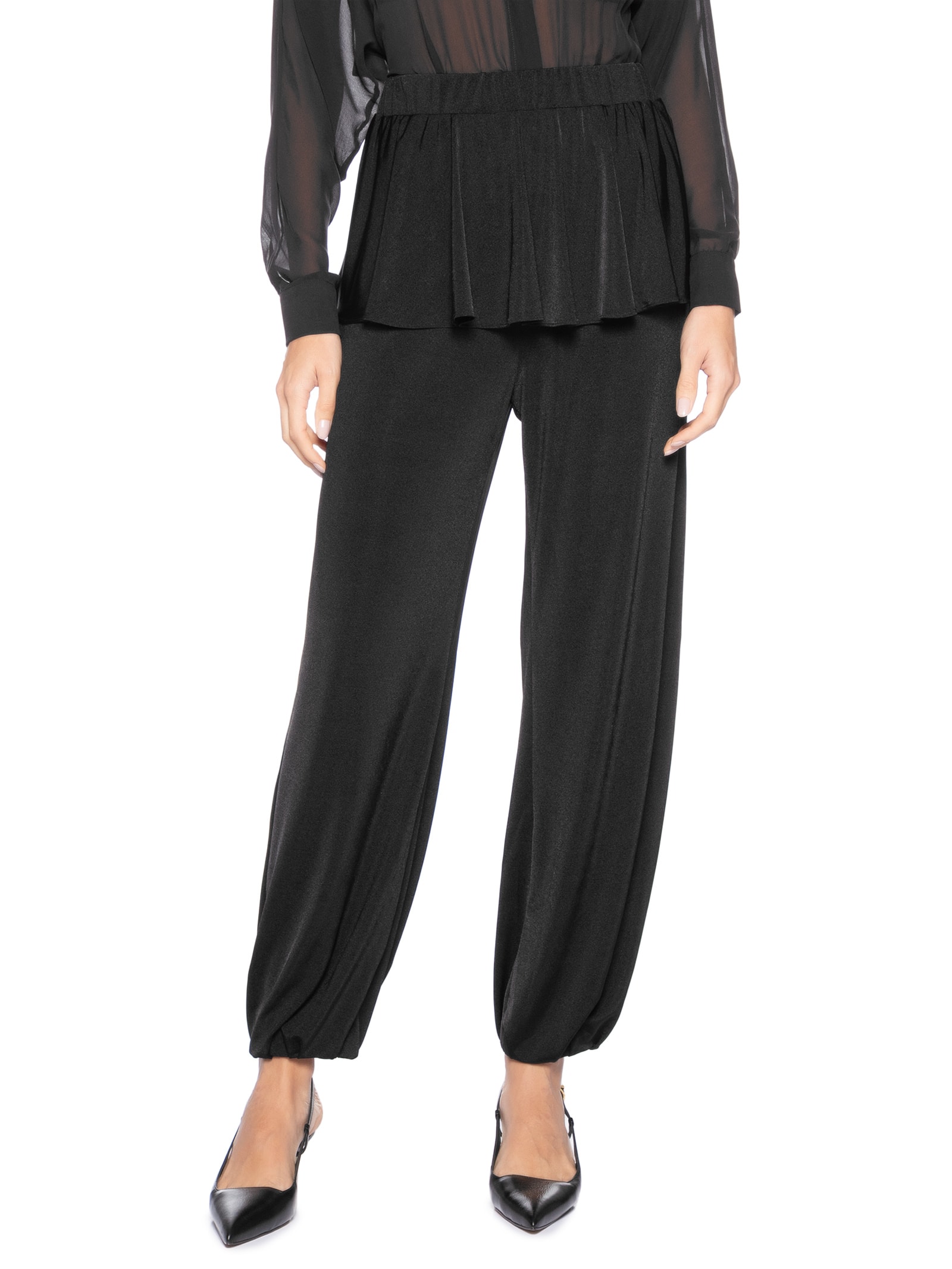 Calça Feminina Balloon Com Sobreposição De Saia Preto '2Essential
