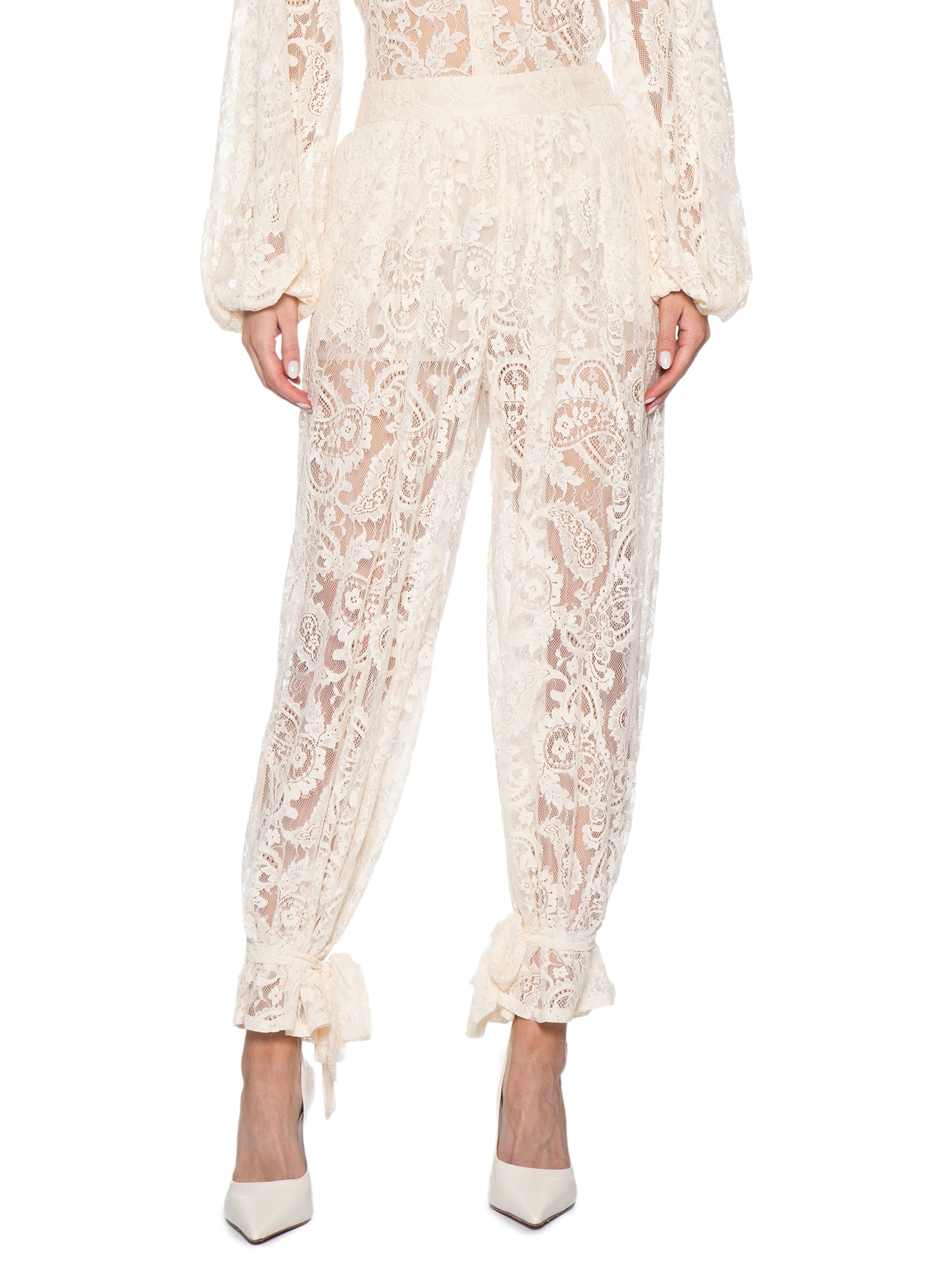 Calça Feminina Balloon Em Renda Off White '2Essential
