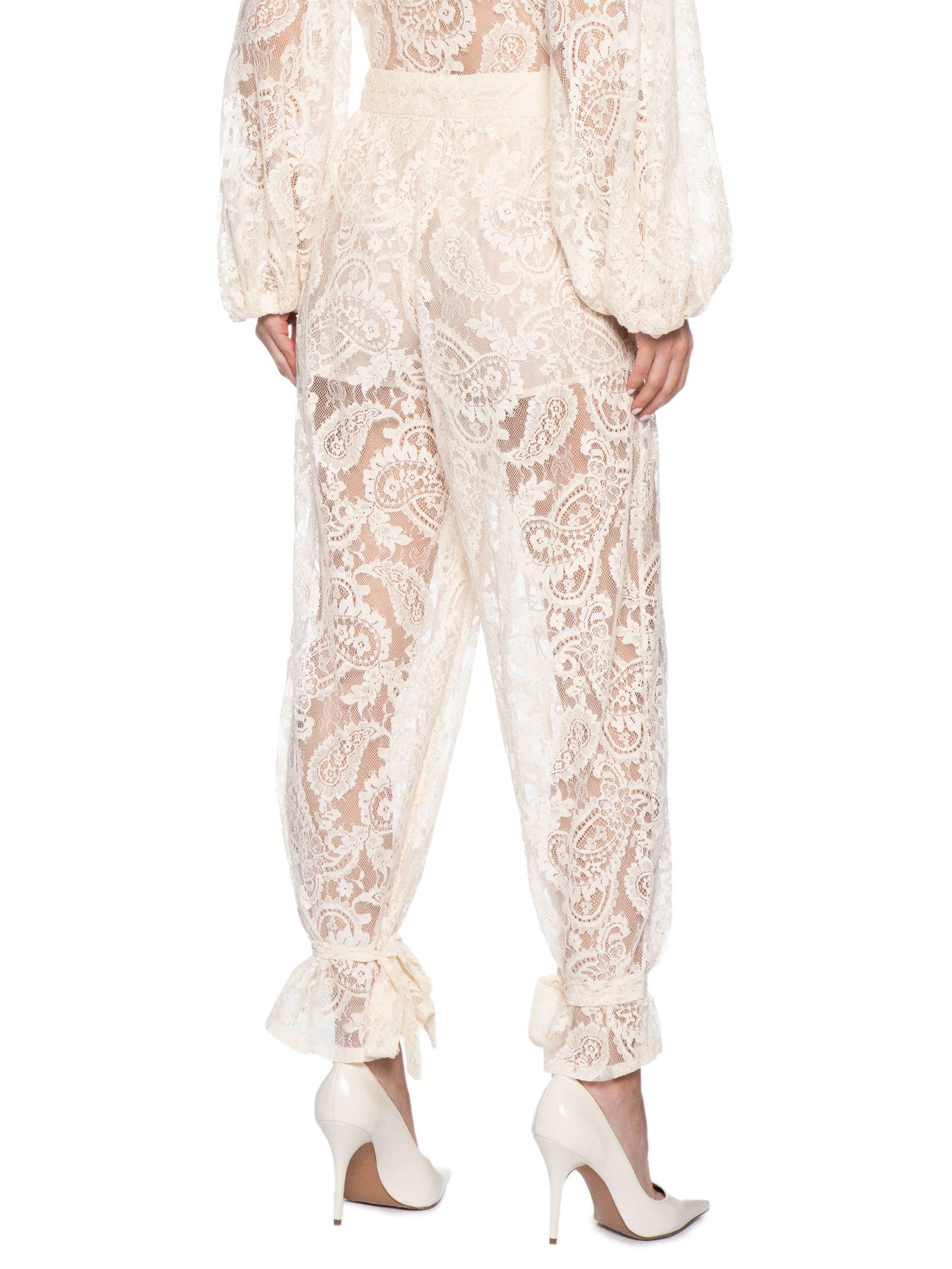 Calça Feminina Balloon Em Renda Off White '2Essential