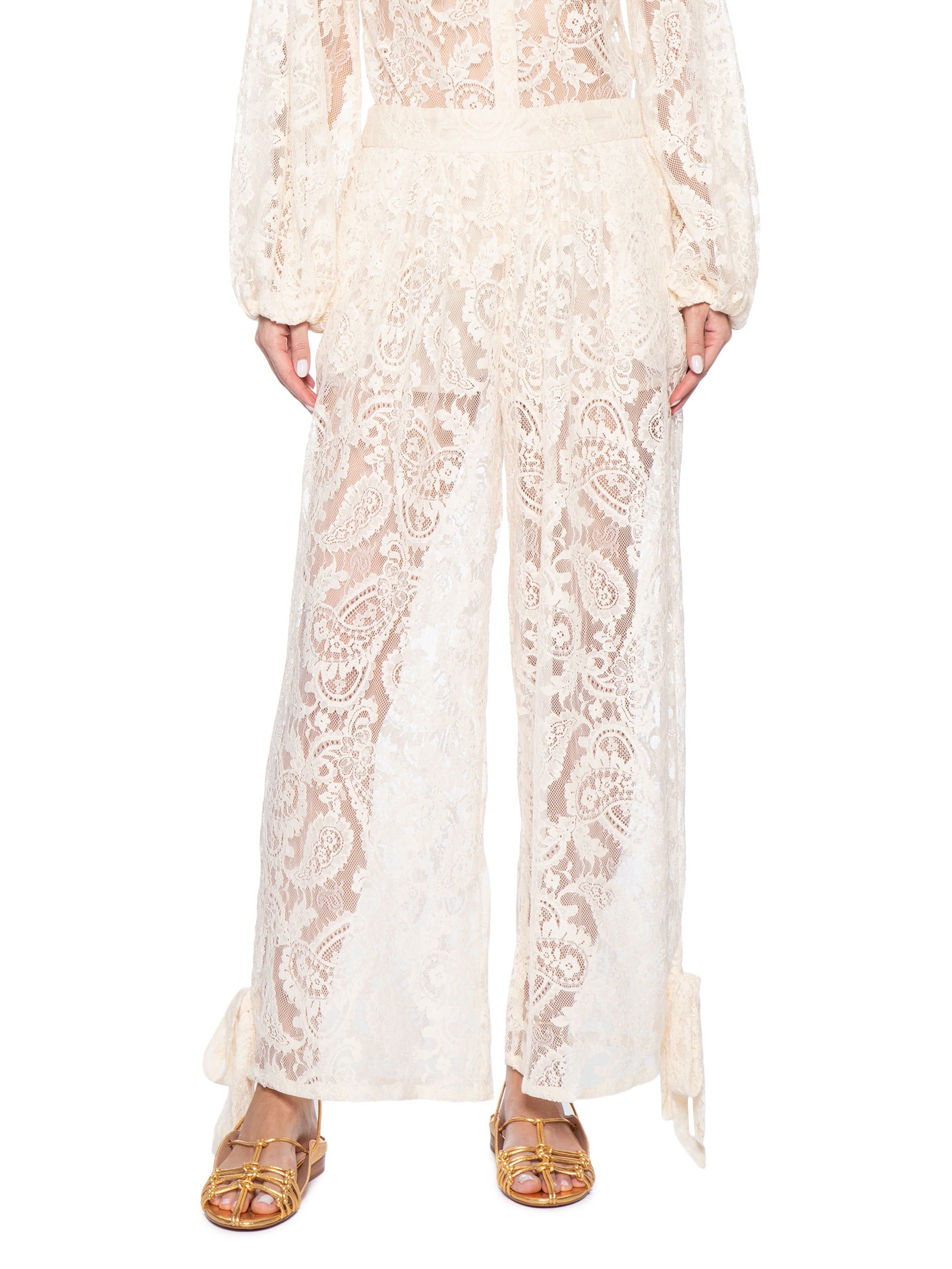 Calça Feminina Balloon Em Renda Off White '2Essential