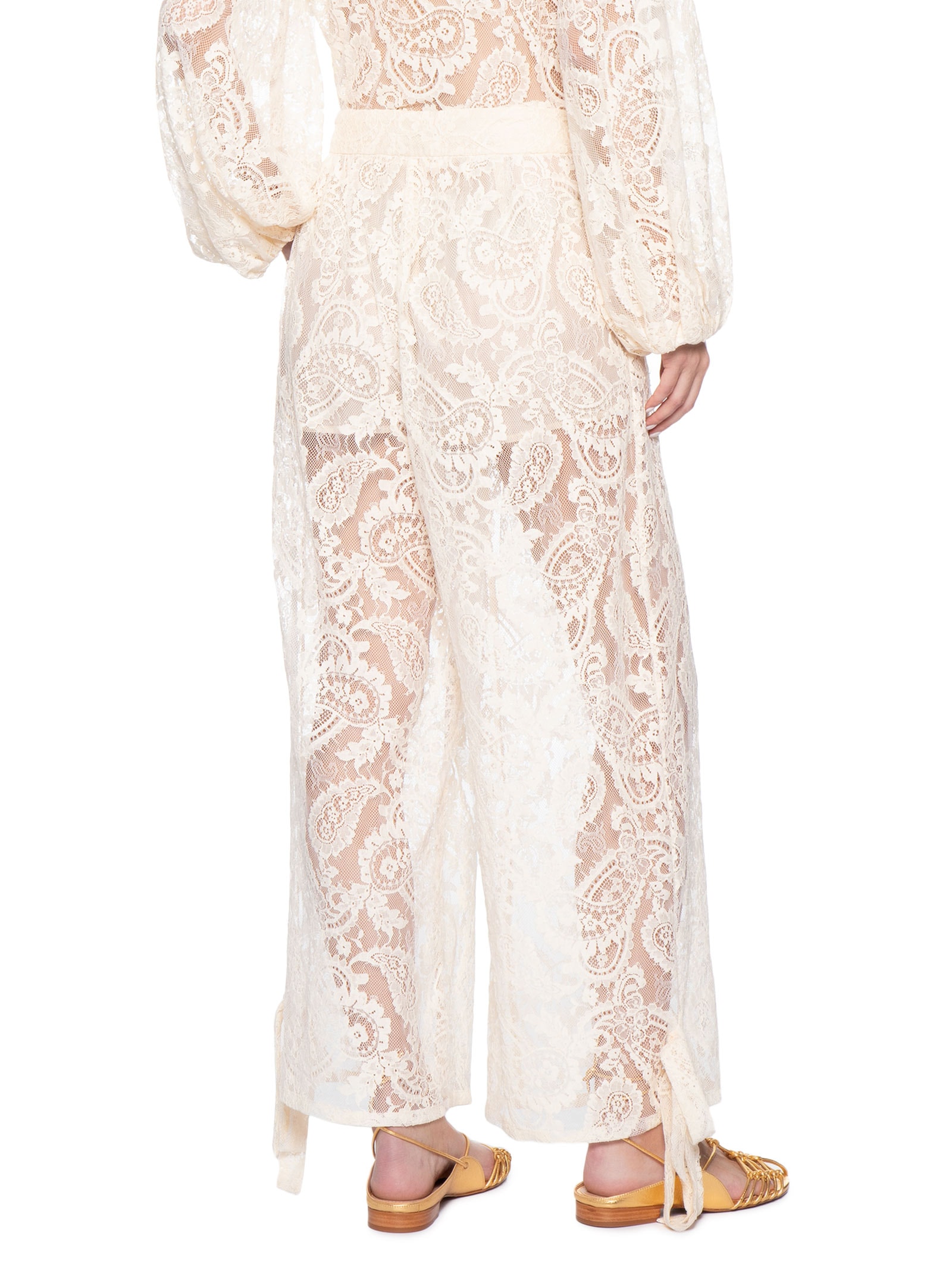 Calça Feminina Balloon Em Renda Off White '2Essential