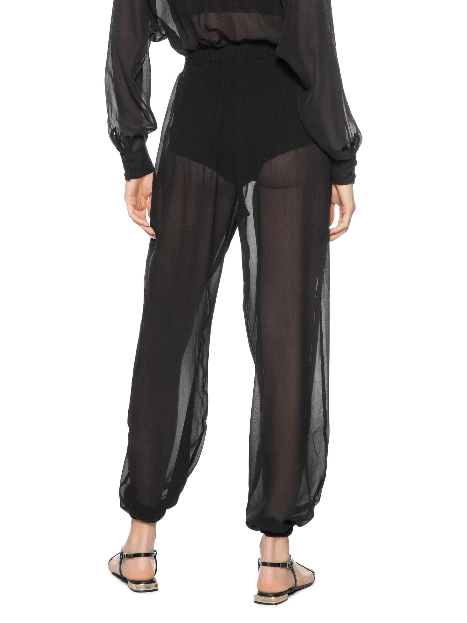 Calça Feminina Balloon Em Seda Pura Preto '2Essential