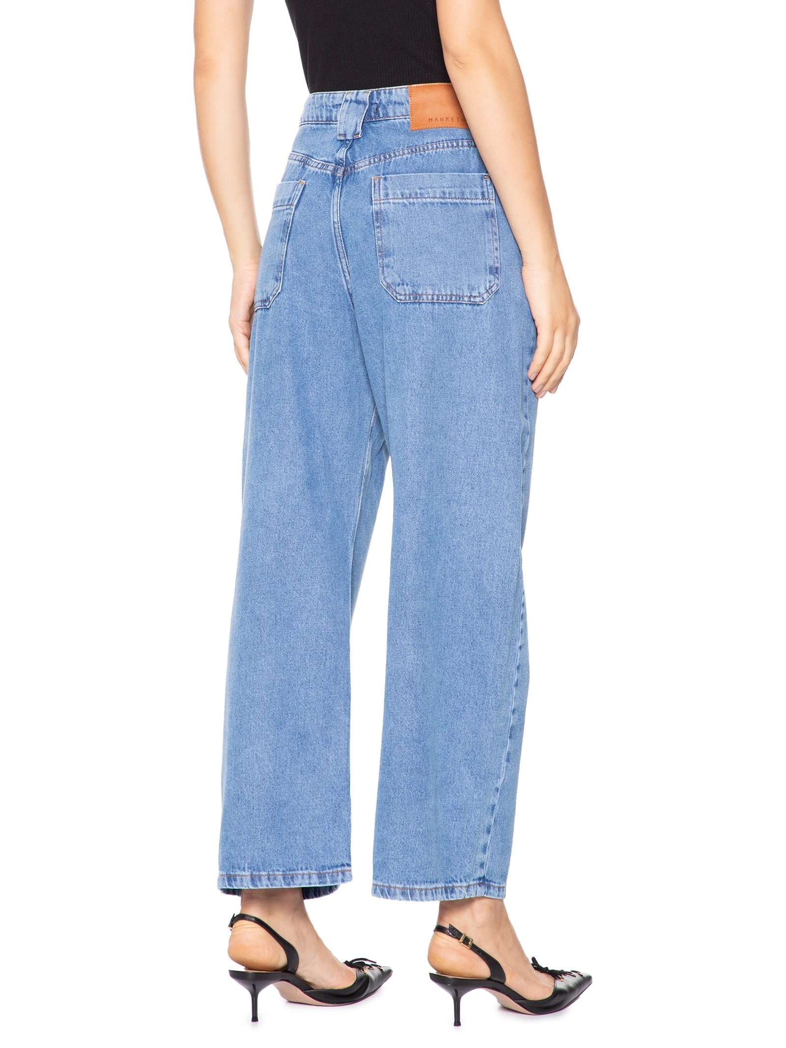 Calça Feminina Balloon Jeans Azul Market 33