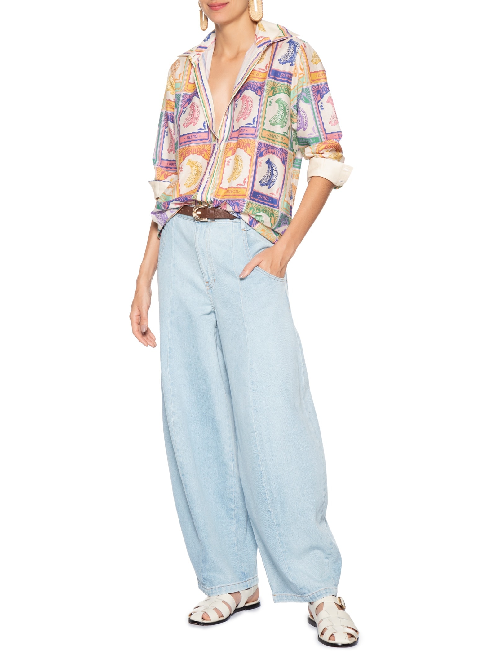 Calça Feminina Balloon Jeans Azul Farm