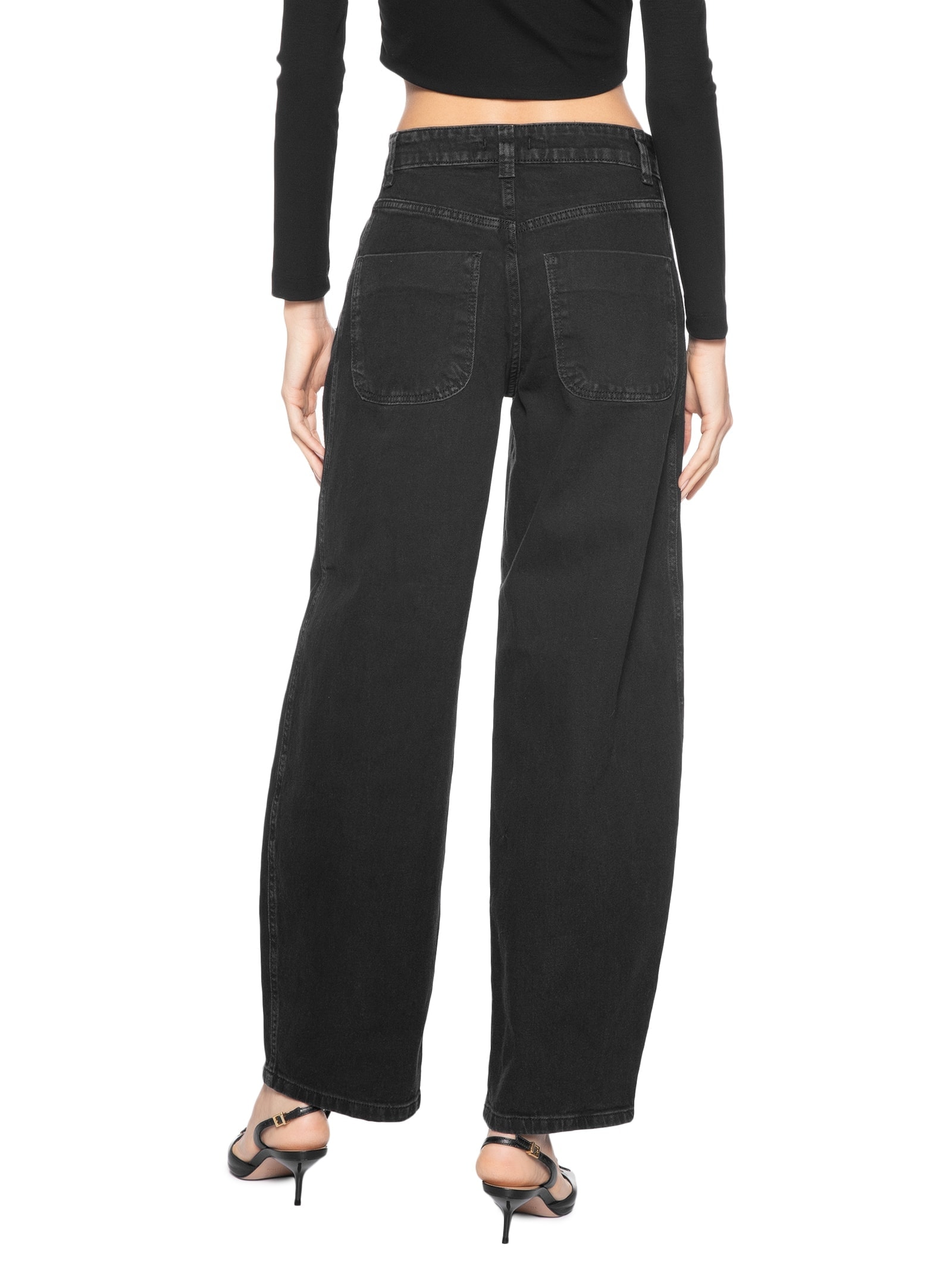 Calça Feminina Balloon Jeans Preto Market 33