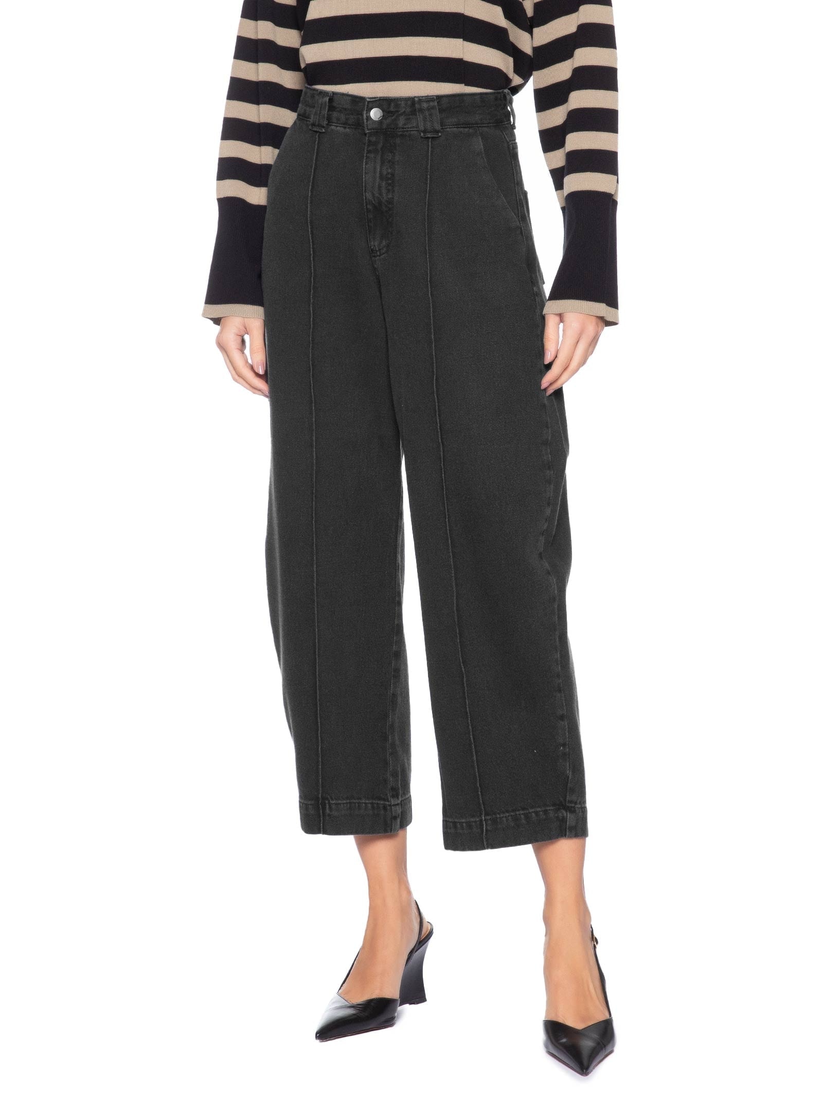 Calça Feminina Balloon Jeans Preto Market 33